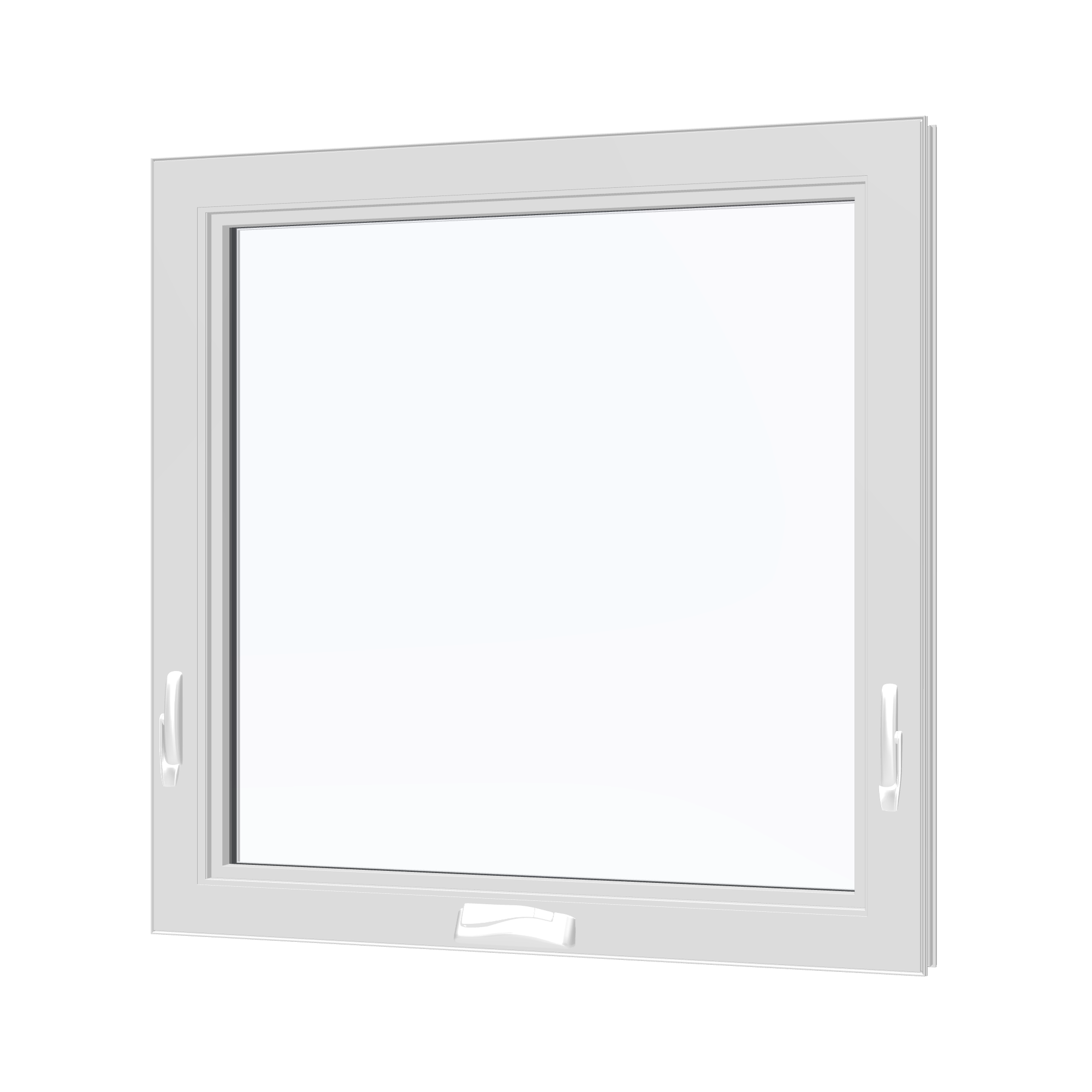 Angled interior view of the 36 × 36 inch awning, white exterior / white interior, without nailing flange