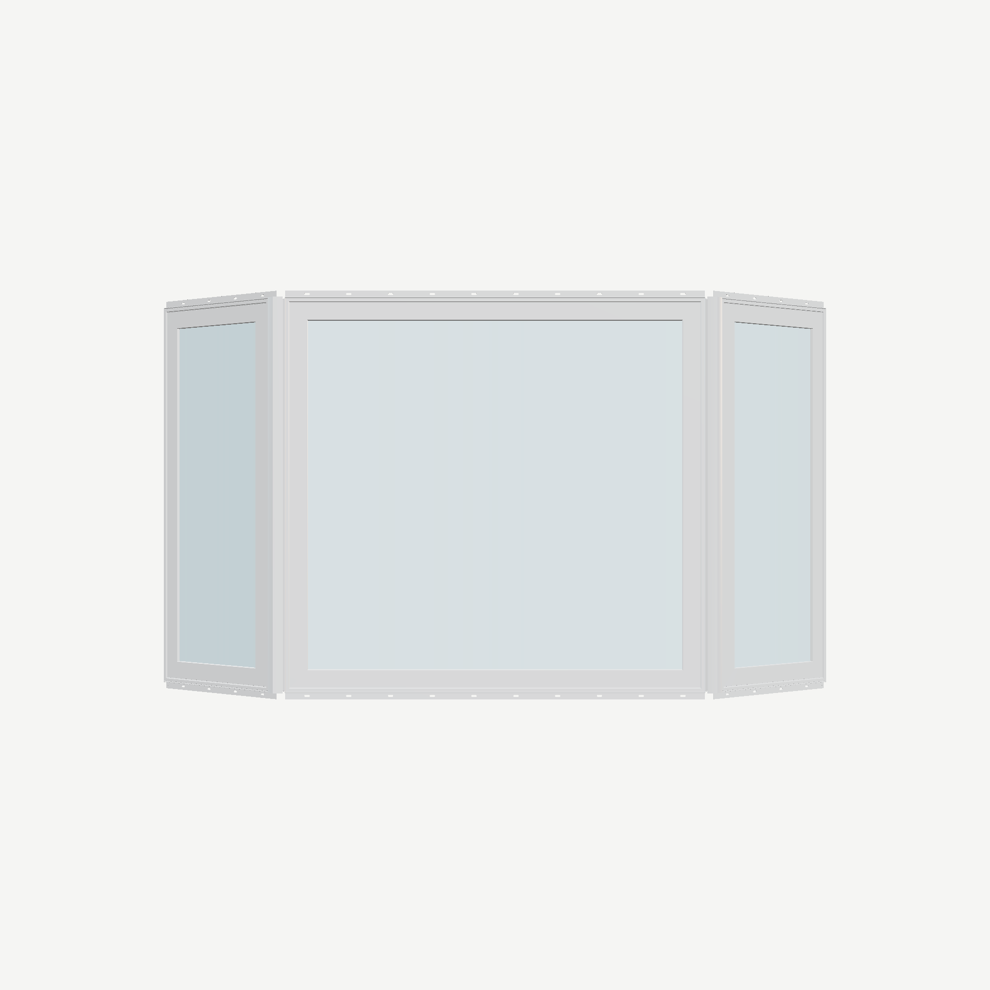 Straight exterior view of the 96 × 54 inch bay window, white exterior / white interior, with nailing flange