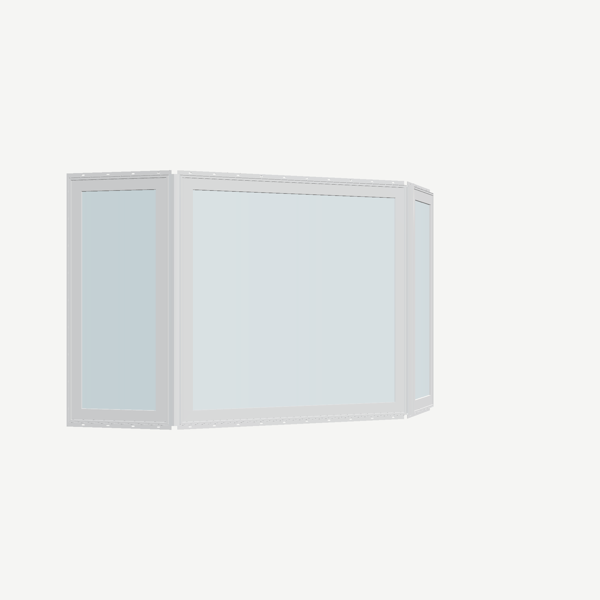 Opposite exterior angle of the 96 × 54 inch bay window, white exterior / white interior, with nailing flange