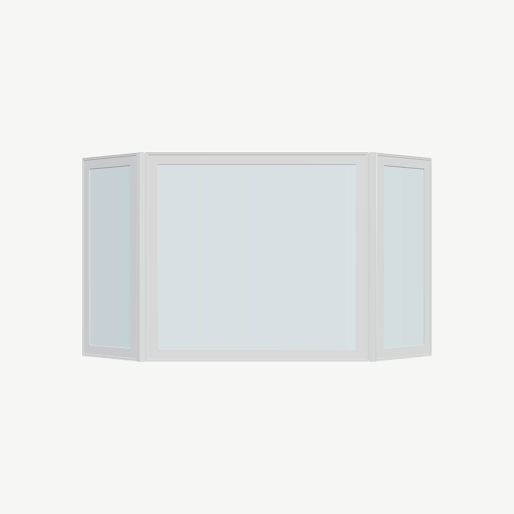 Straight exterior view of the 96 × 54 inch bay window, white exterior / white interior, without nailing flange