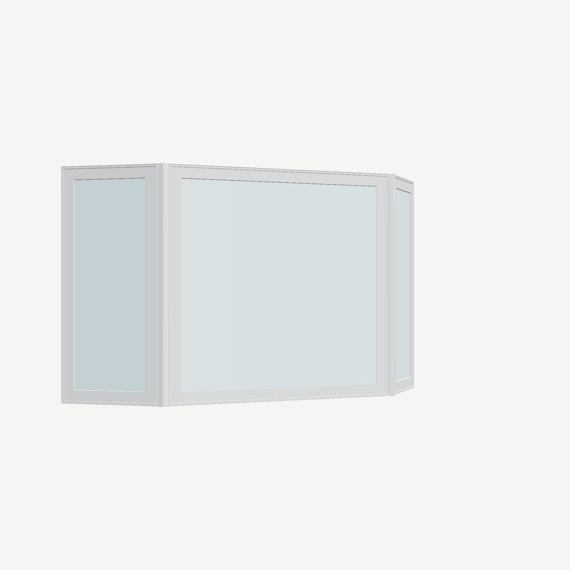 Opposite exterior angle of the 96 × 54 inch bay window, white exterior / white interior, without nailing flange