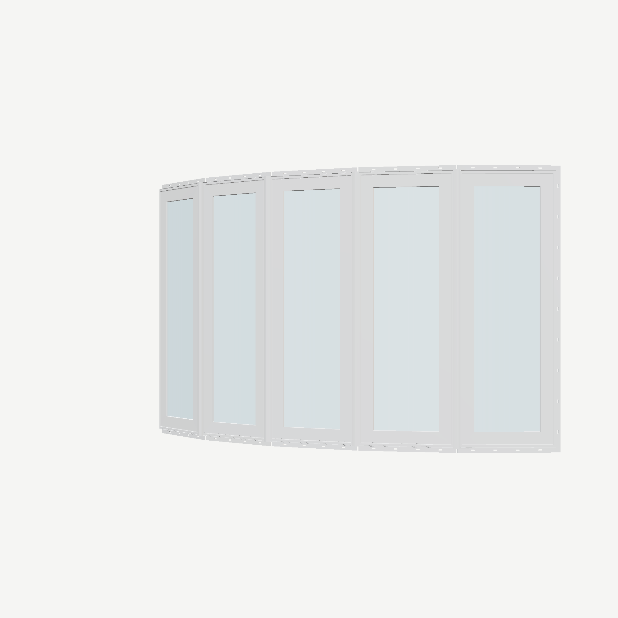 Angled exterior view of the 96 × 54 inch bow window, white exterior / white interior, with nailing flange