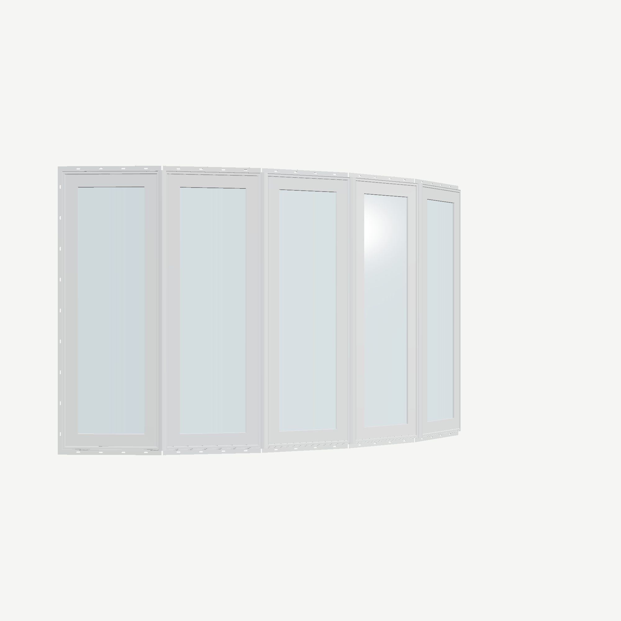 Opposite exterior angle of the 96 × 54 inch bow window, white exterior / white interior, with nailing flange