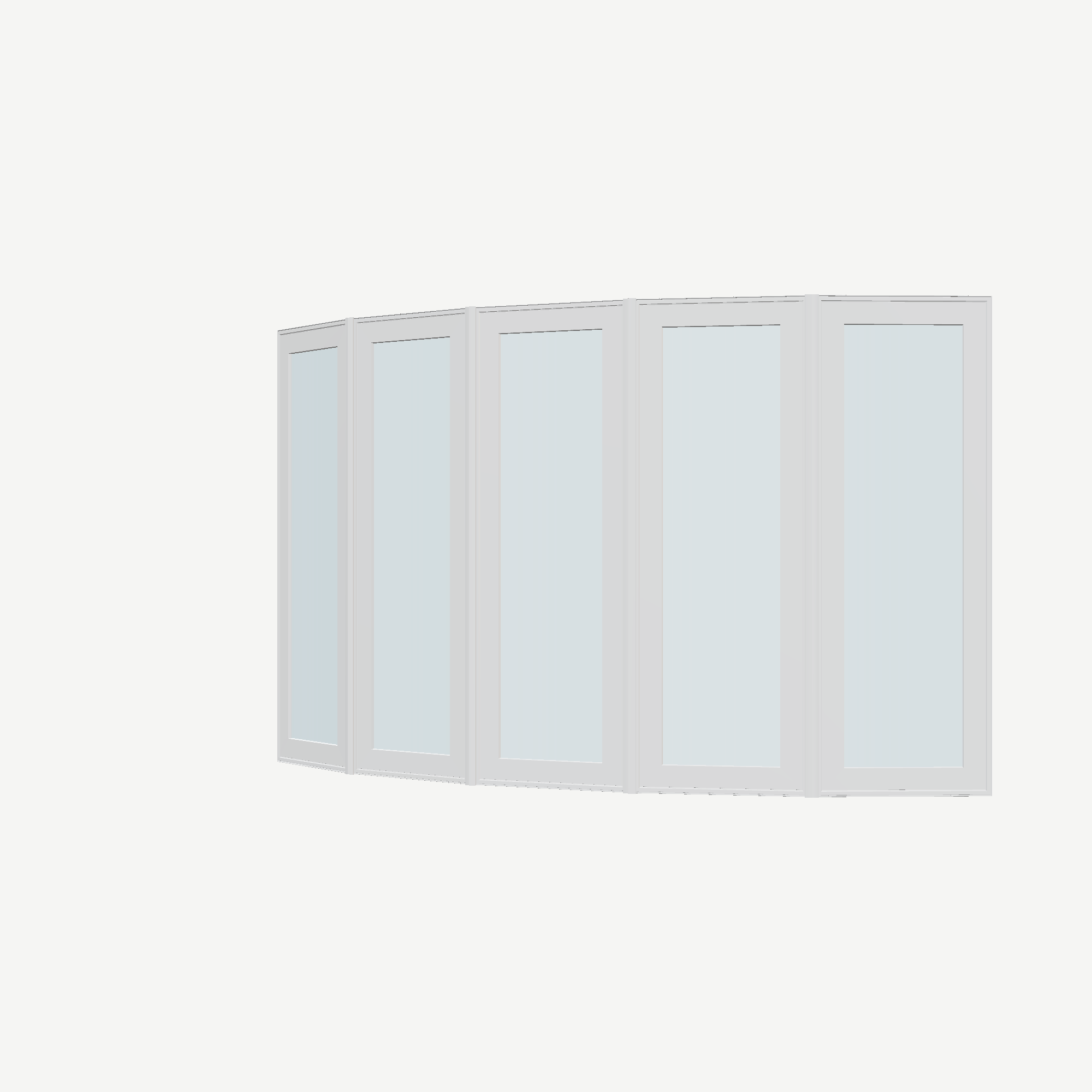 Angled exterior view of the 96 × 54 inch bow window, white exterior / white interior, without nailing flange