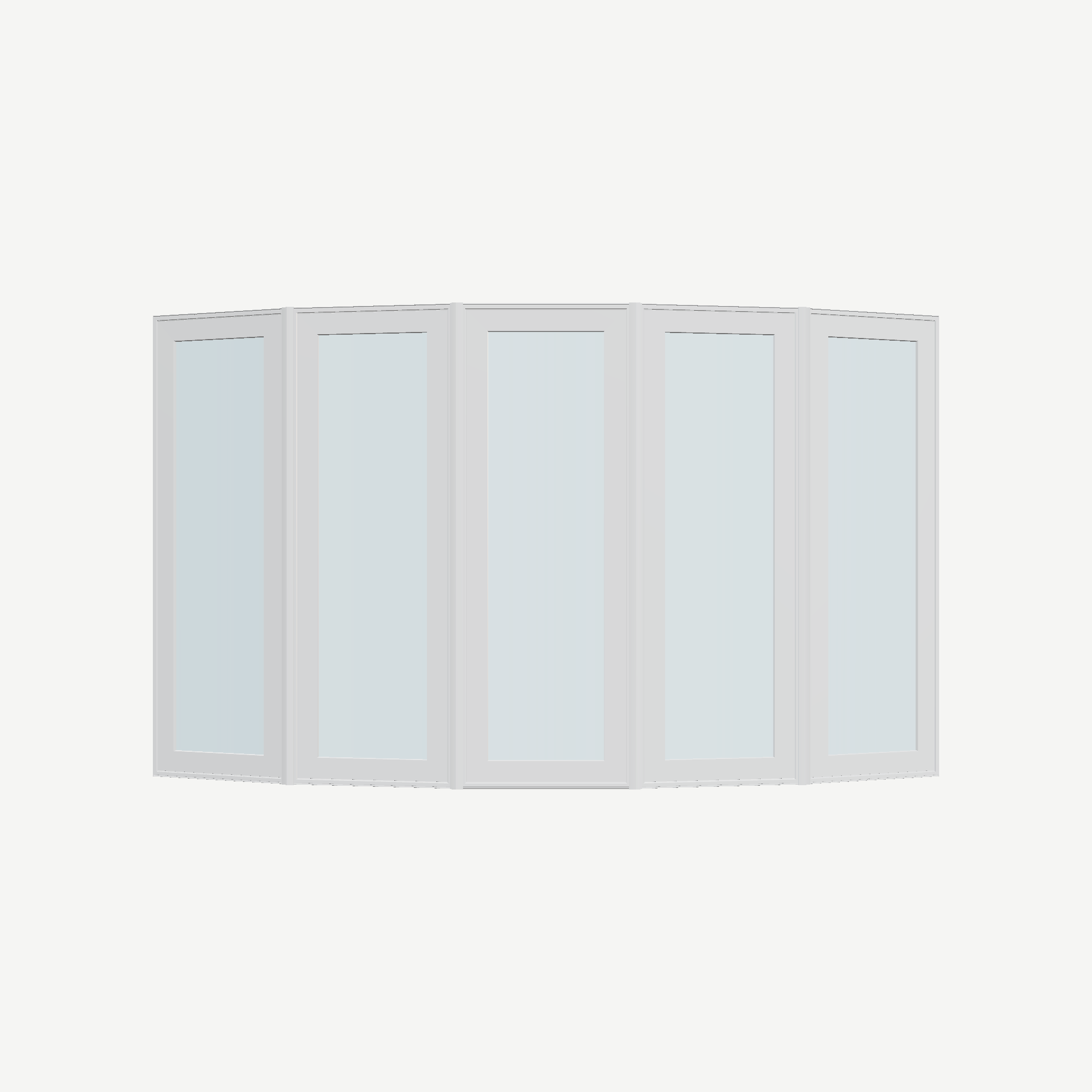 Straight exterior view of the 96 × 54 inch bow window, white exterior / white interior, without nailing flange
