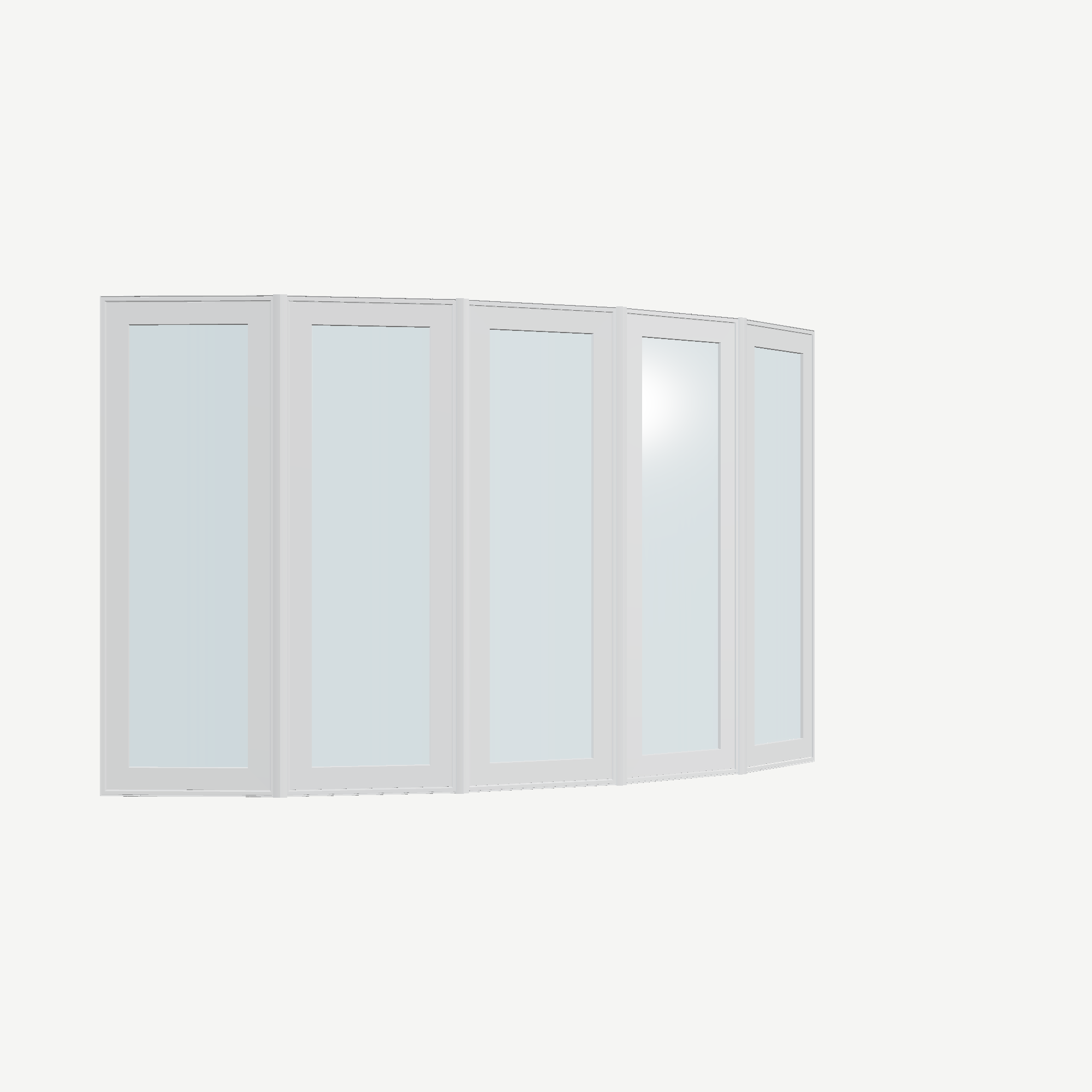 Opposite exterior angle of the 96 × 54 inch bow window, white exterior / white interior, without nailing flange