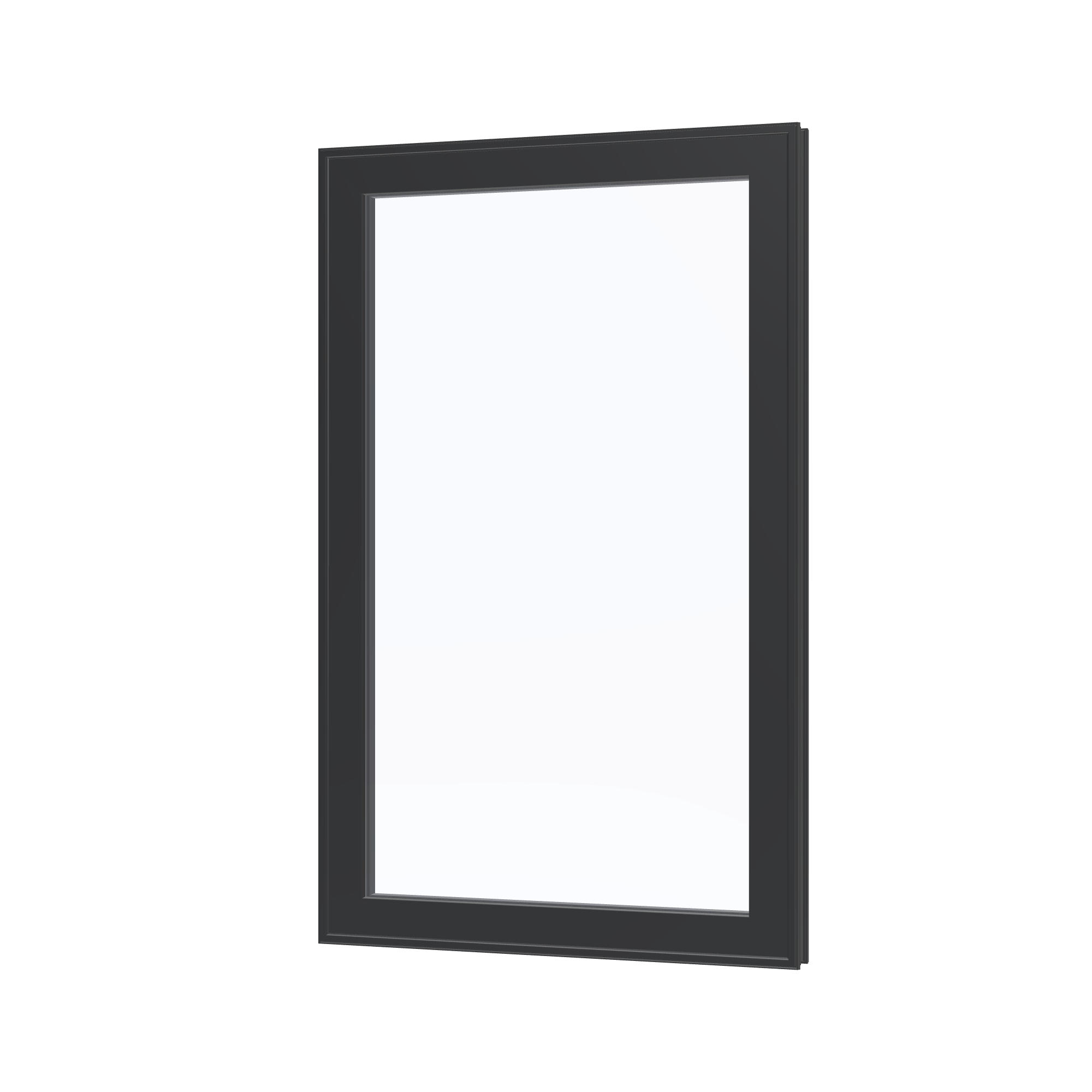 Angled exterior view of the 32 × 52 inch casement, black exterior / black interior, without nailing flange
