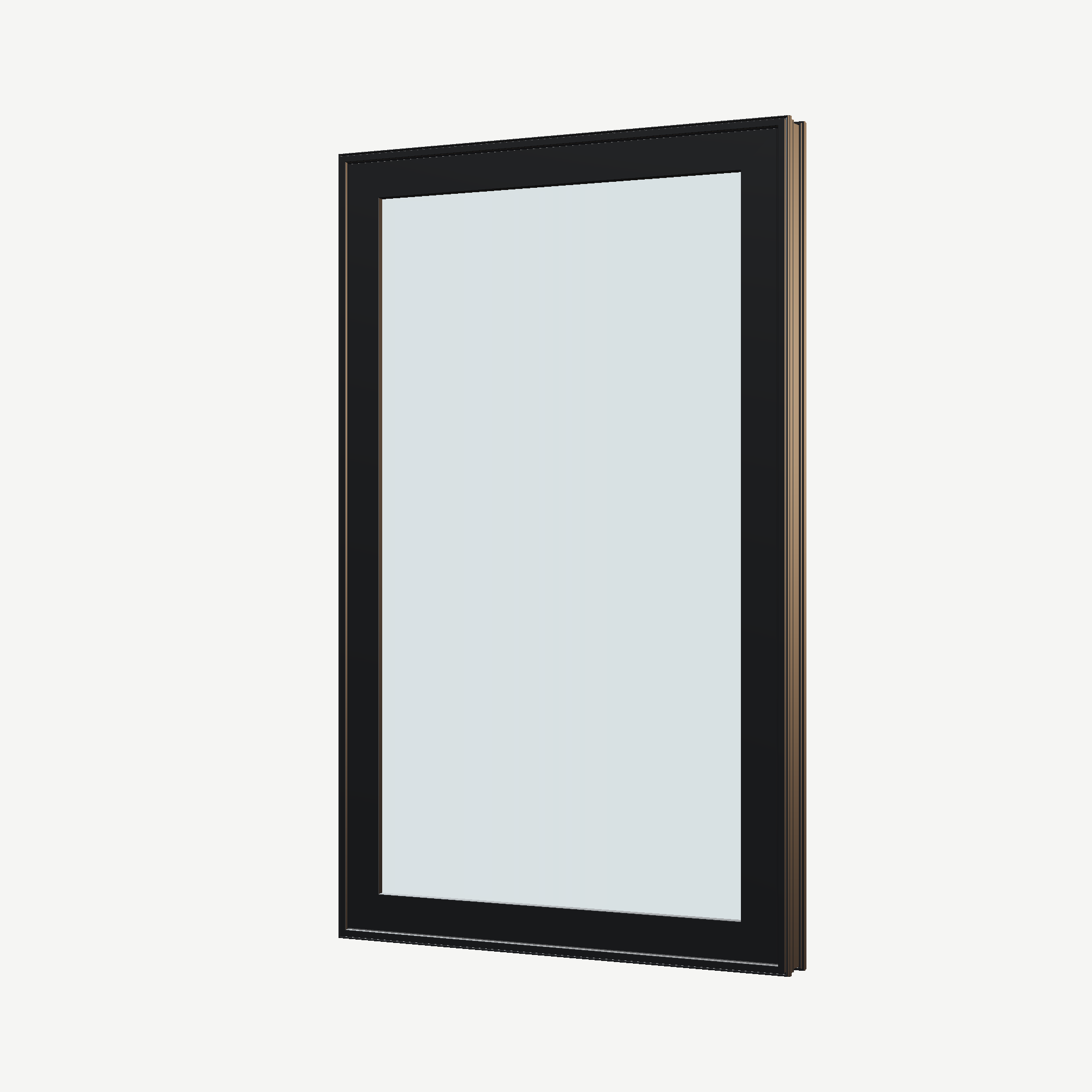 Angled exterior view of the 32 × 52 inch casement, black exterior / black interior, without nailing flange