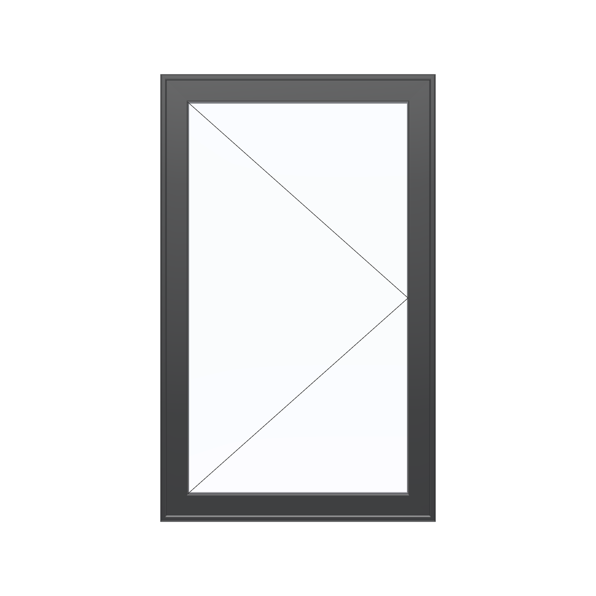 Straight exterior view of the 32 × 52 inch casement, black exterior / black interior, without nailing flange