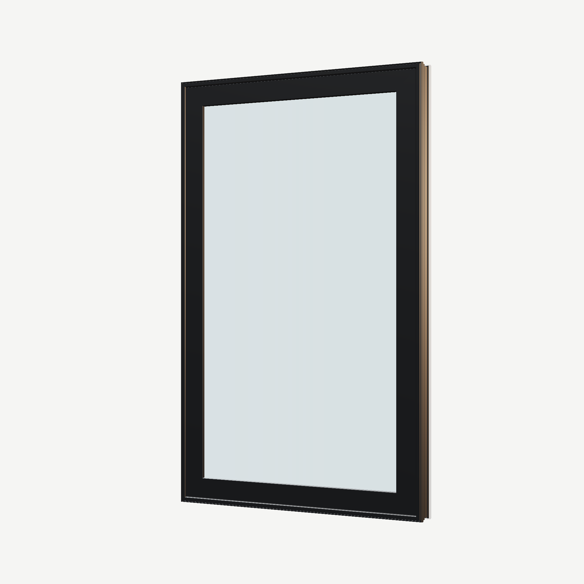 Angled exterior view of the 32 × 52 inch casement, black exterior / white interior, without nailing flange