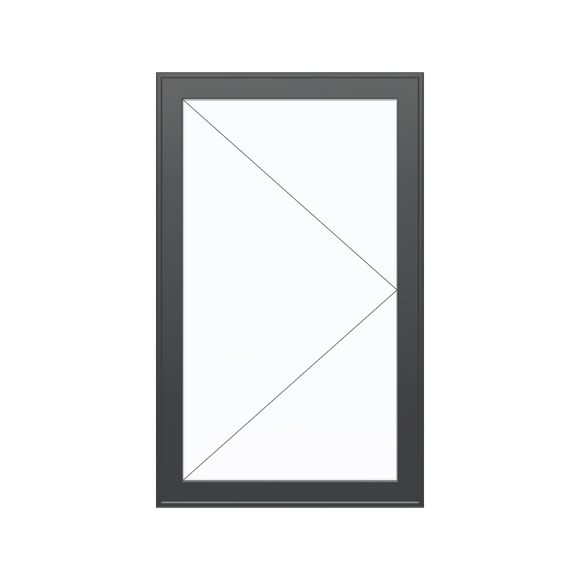 Straight exterior view of the 32 × 52 inch casement, black exterior / white interior, without nailing flange