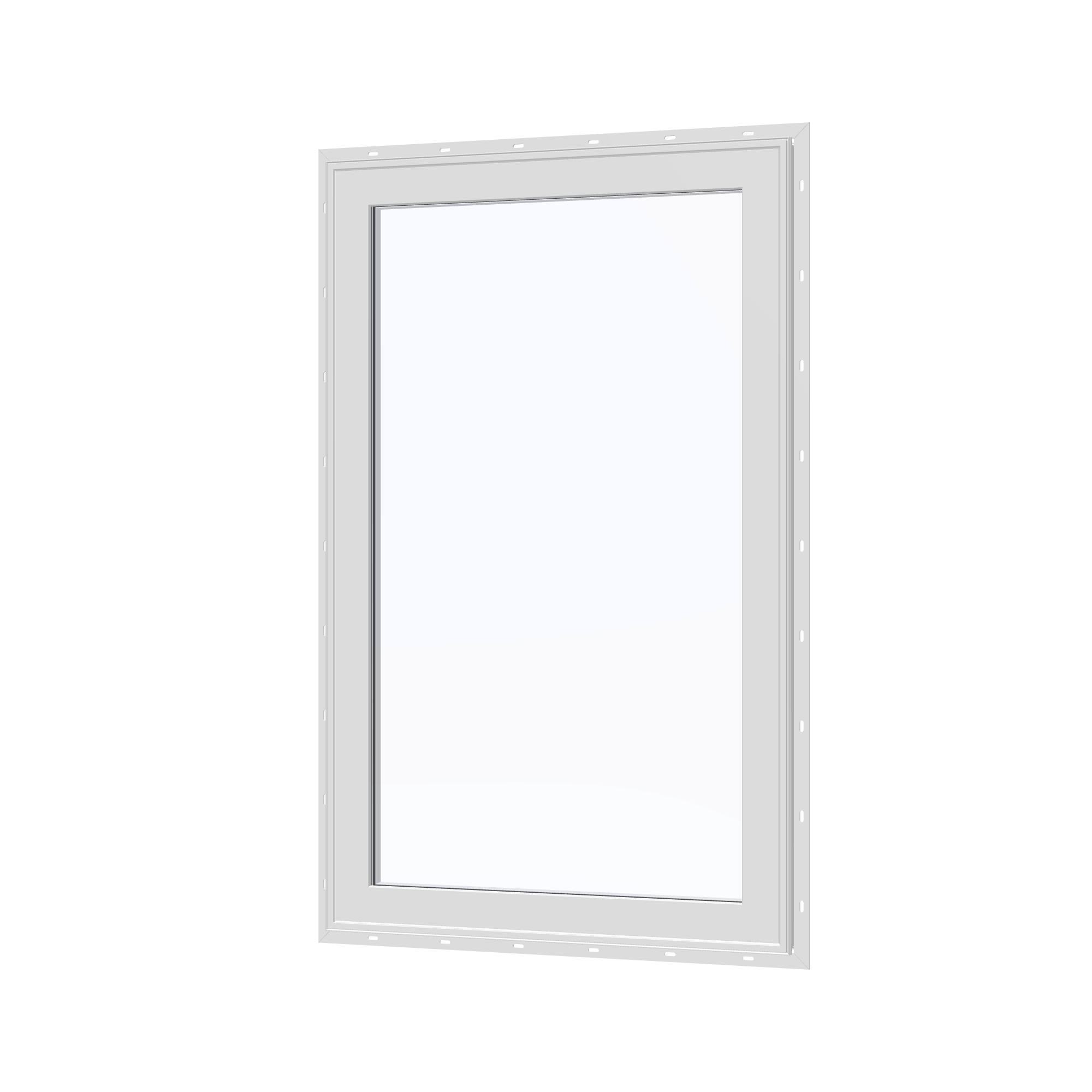 Angled exterior view of the 32 × 52 inch casement, white exterior / white interior, with nailing flange