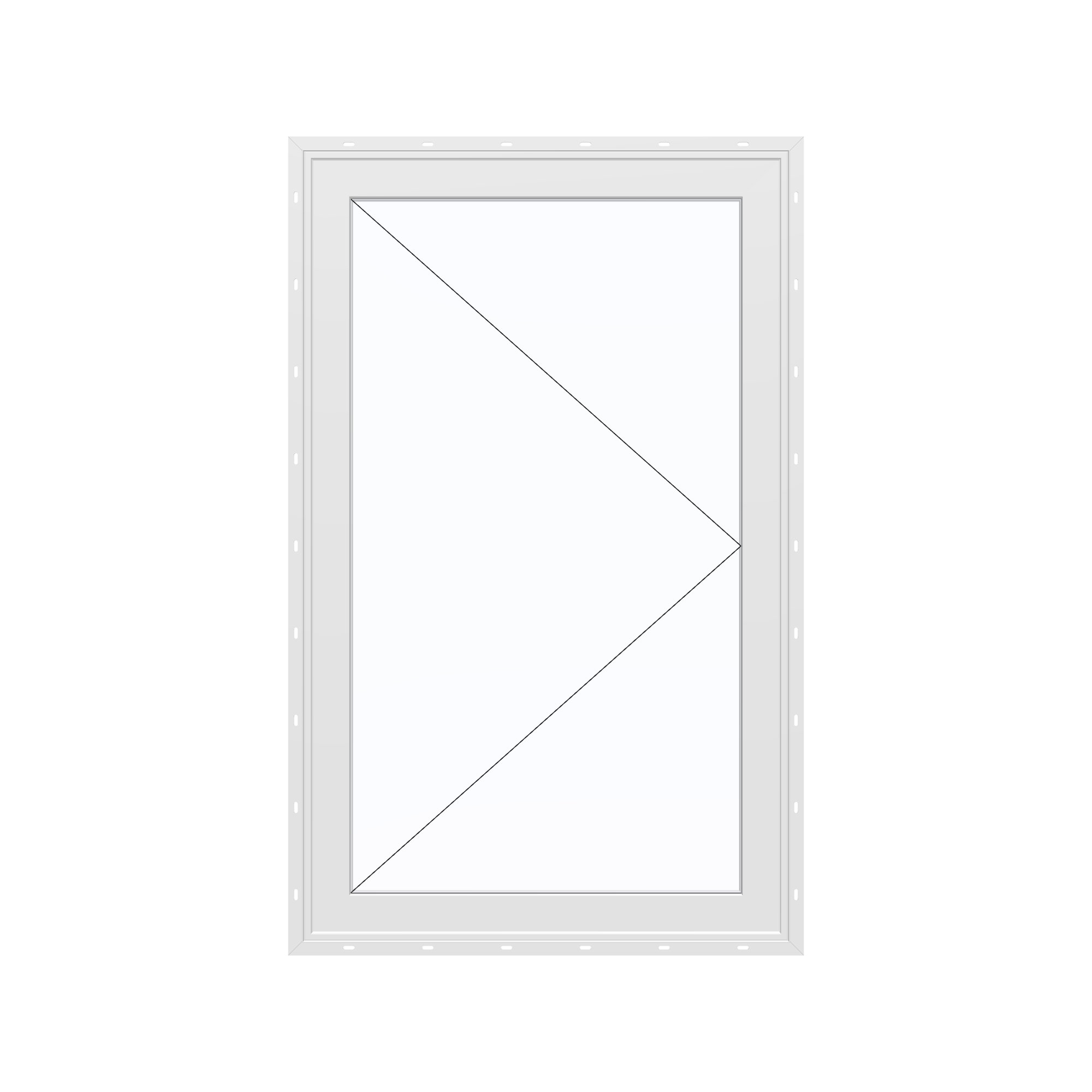 Straight exterior view of the 32 × 52 inch casement, white exterior / white interior, with nailing flange
