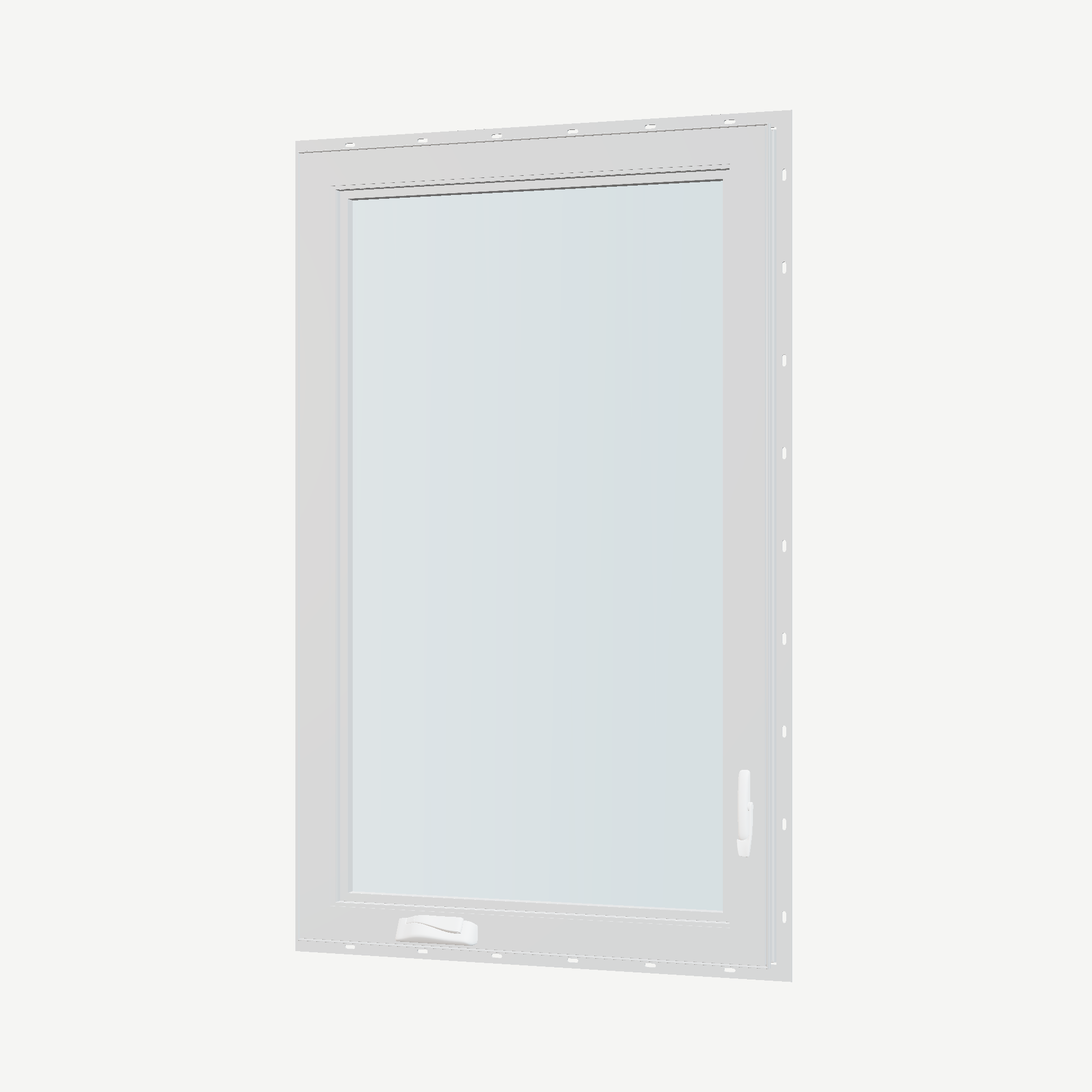 Angled interior view of the 32 × 52 inch casement, white exterior / white interior, with nailing flange