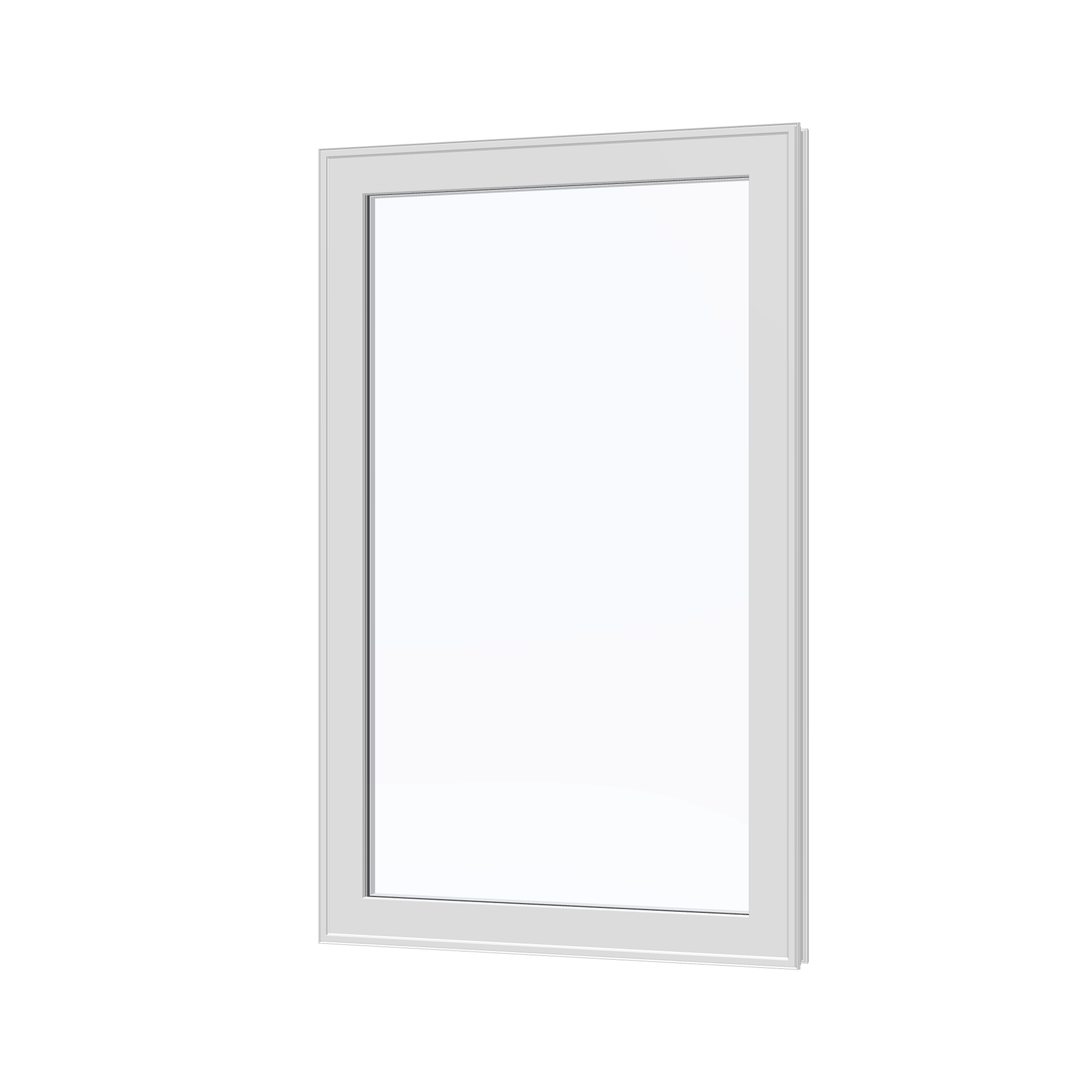 Angled exterior view of the 32 × 52 inch casement, white exterior / white interior, without nailing flange