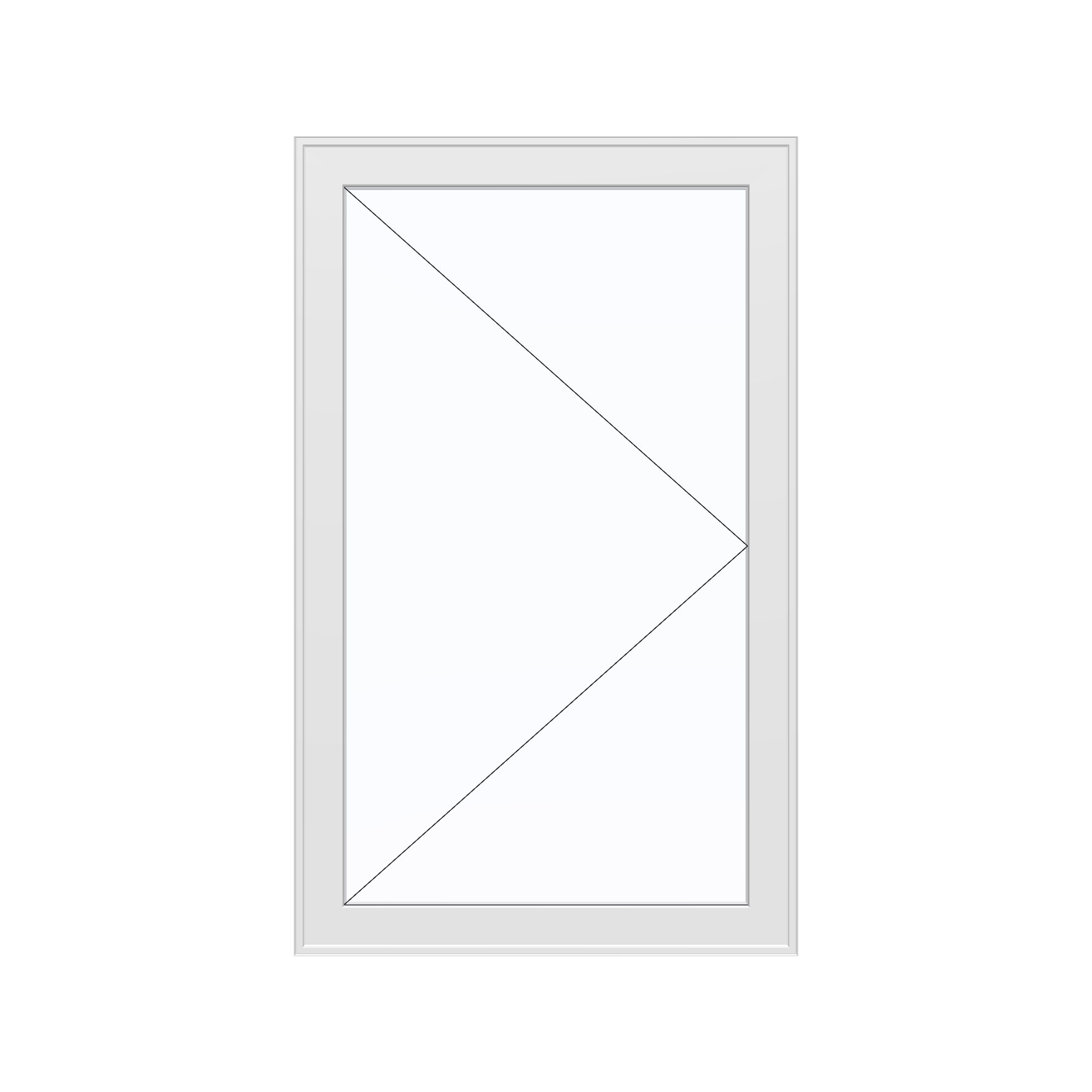 Straight exterior view of the 32 × 52 inch casement, white exterior / white interior, without nailing flange