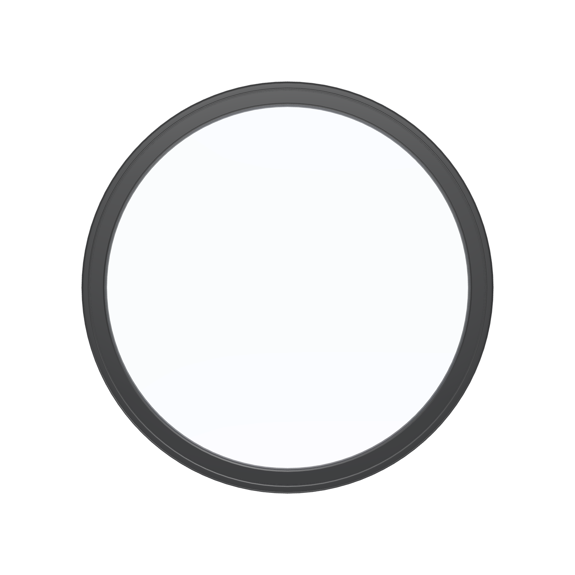 Straight exterior view of the 36 × 36 inch circle, black exterior / black interior, without nailing flange