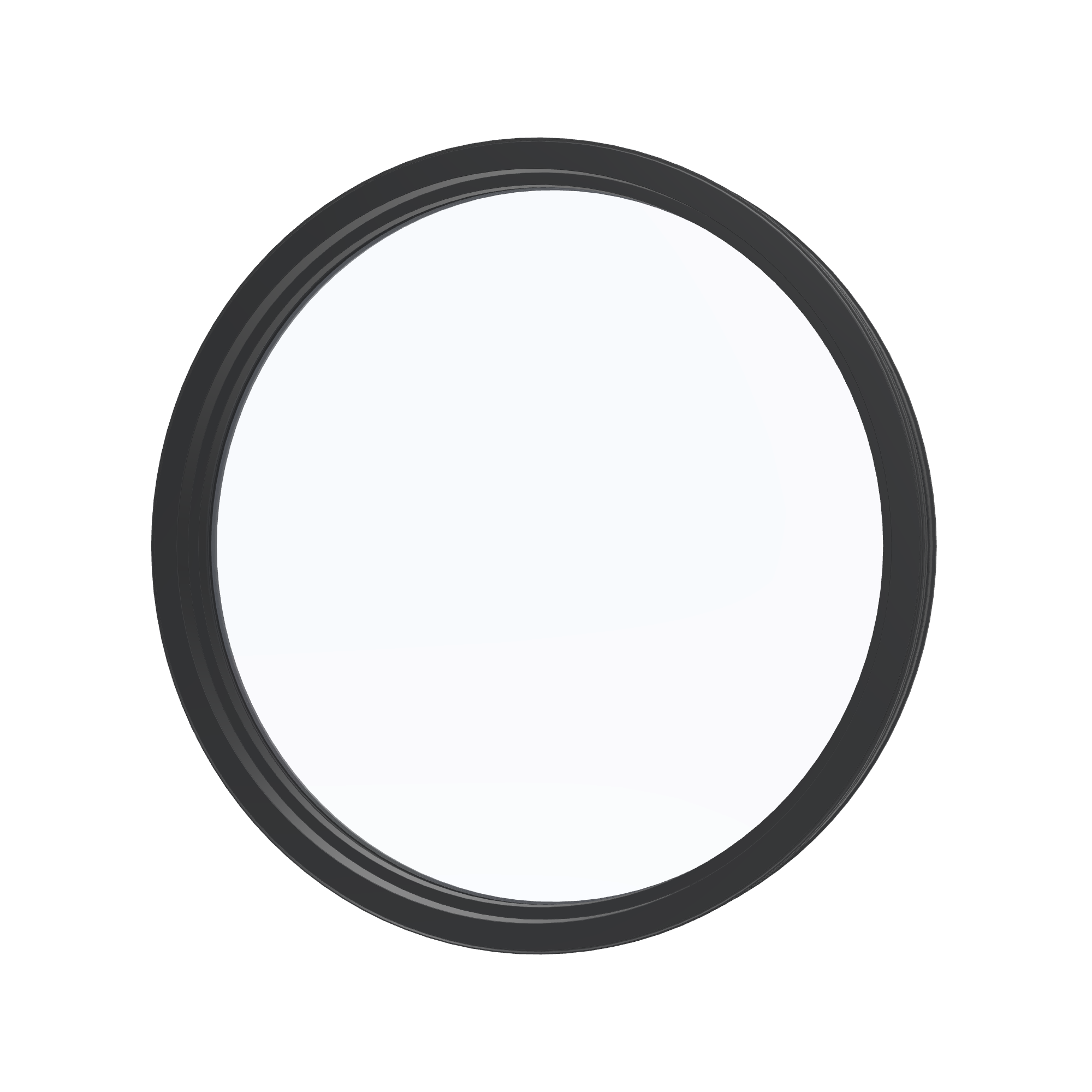 Angled interior view of the 36 × 36 inch circle, black exterior / black interior, without nailing flange