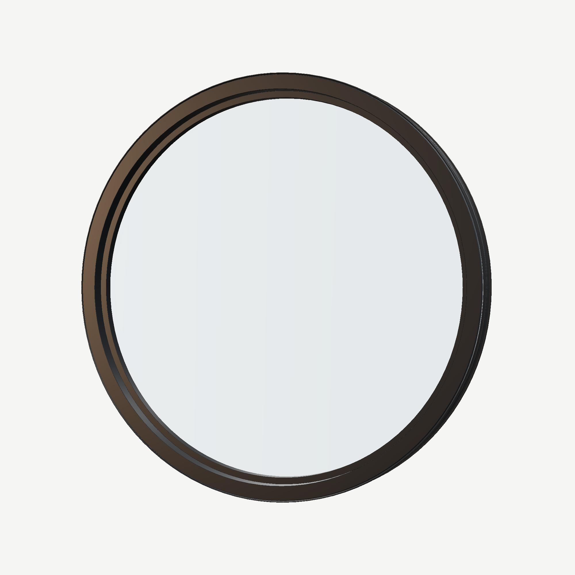 Angled interior view of the 36 × 36 inch circle, black exterior / black interior, without nailing flange