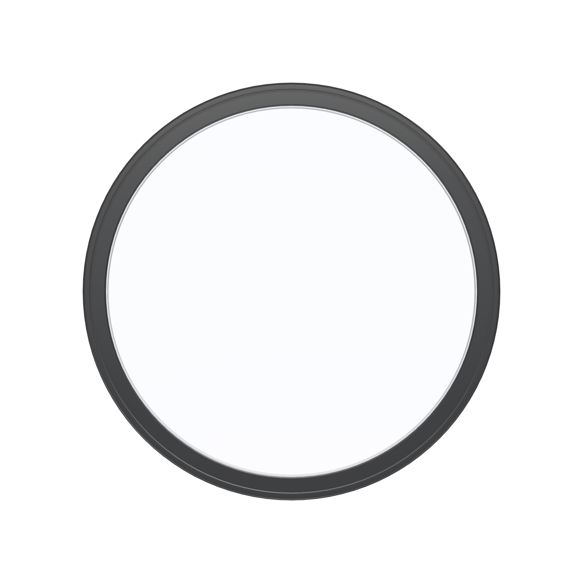 Straight exterior view of the 36 × 36 inch circle, black exterior / white interior, without nailing flange