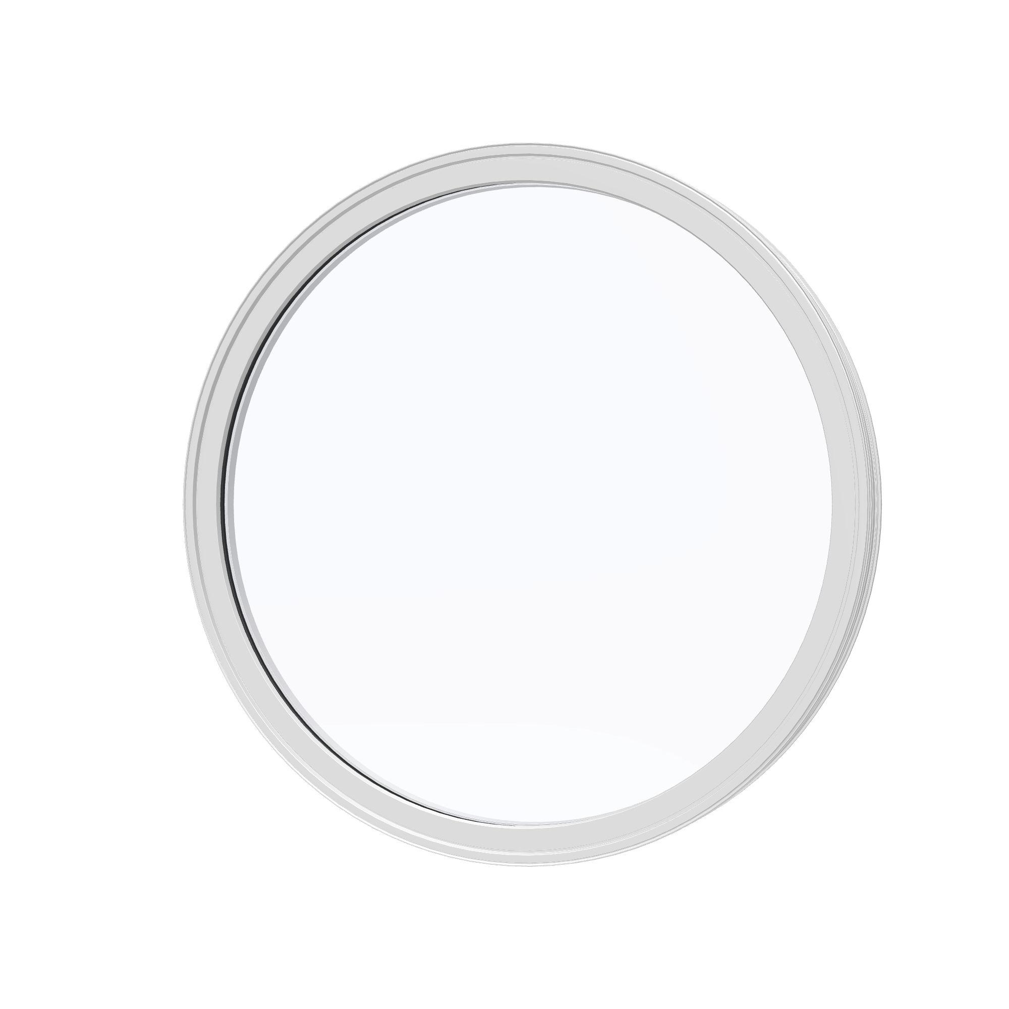 Angled exterior view of the 36 × 36 inch circle, white exterior / white interior, without nailing flange