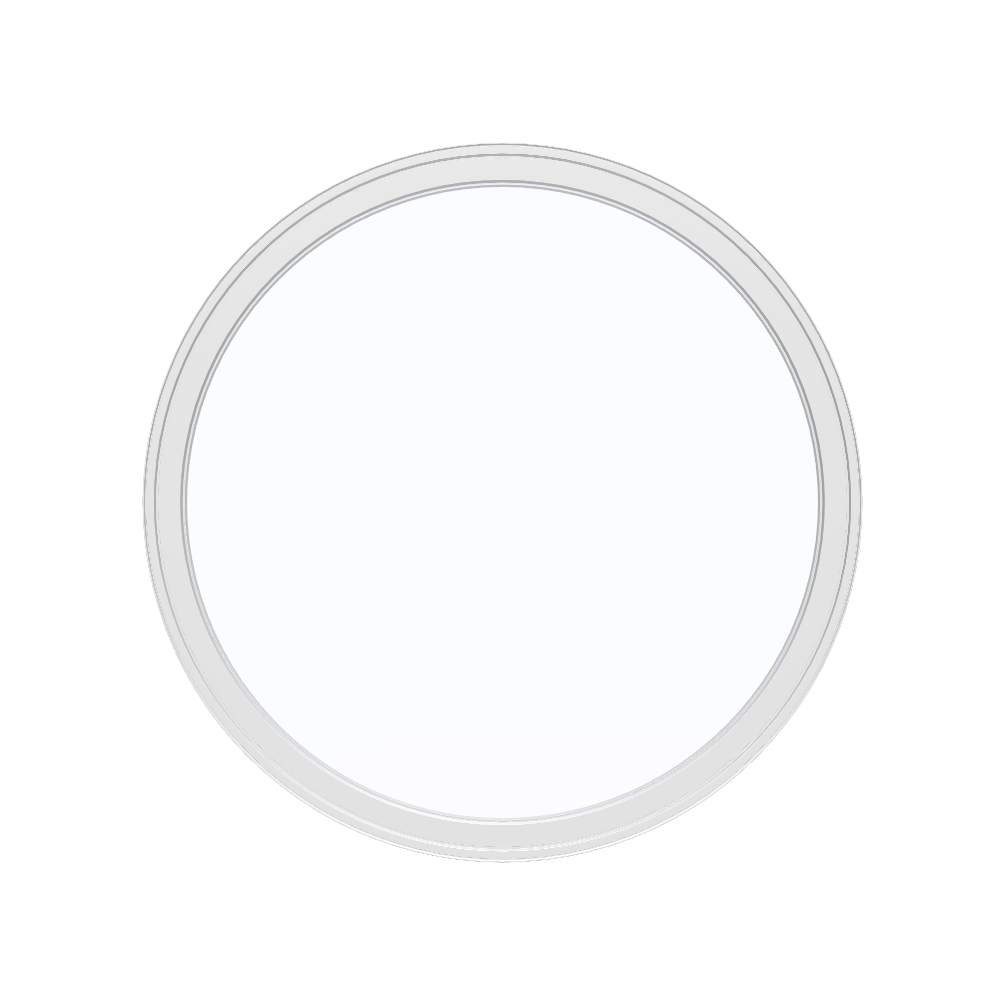 Straight exterior view of the 36 × 36 inch circle, white exterior / white interior, without nailing flange