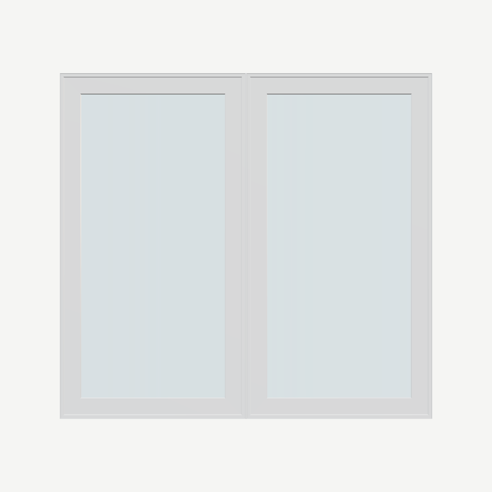Straight exterior view of the 56 × 52 inch double casement combination, white exterior / white interior, without nailing flange