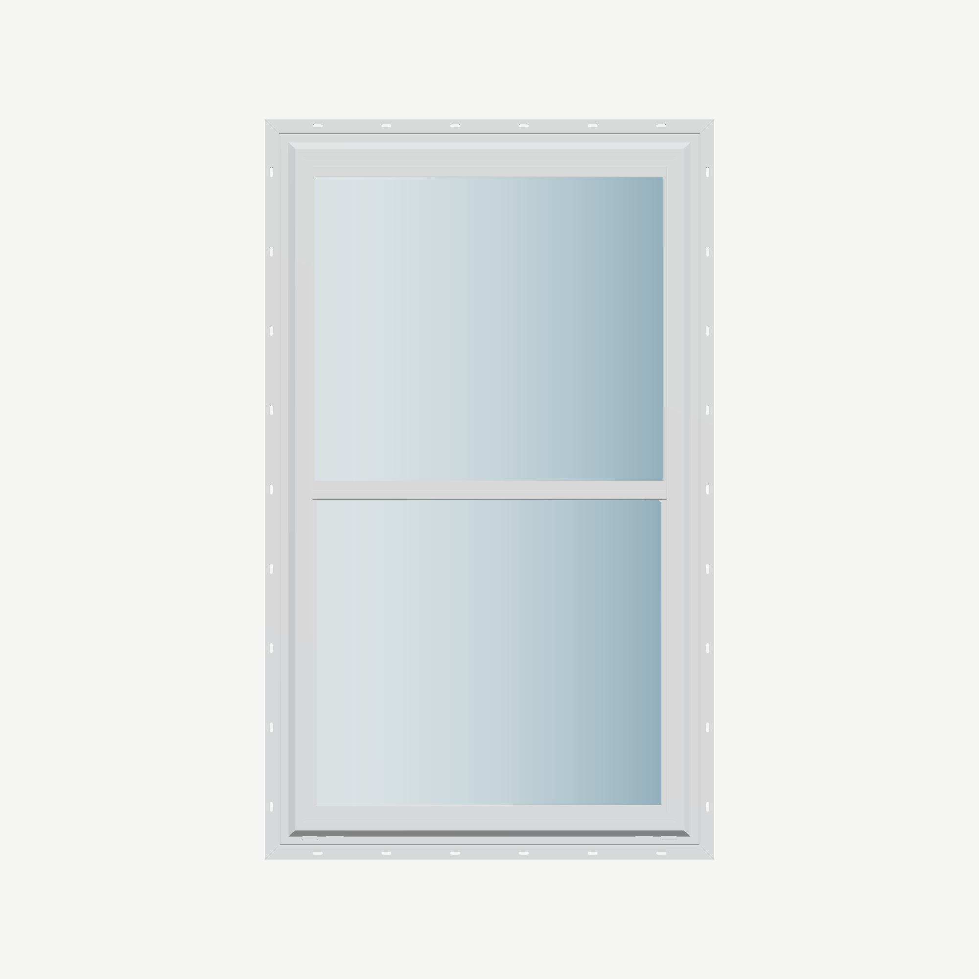 Straight exterior view of the 32 × 54 inch double hung, white exterior / white interior, with nailing flange