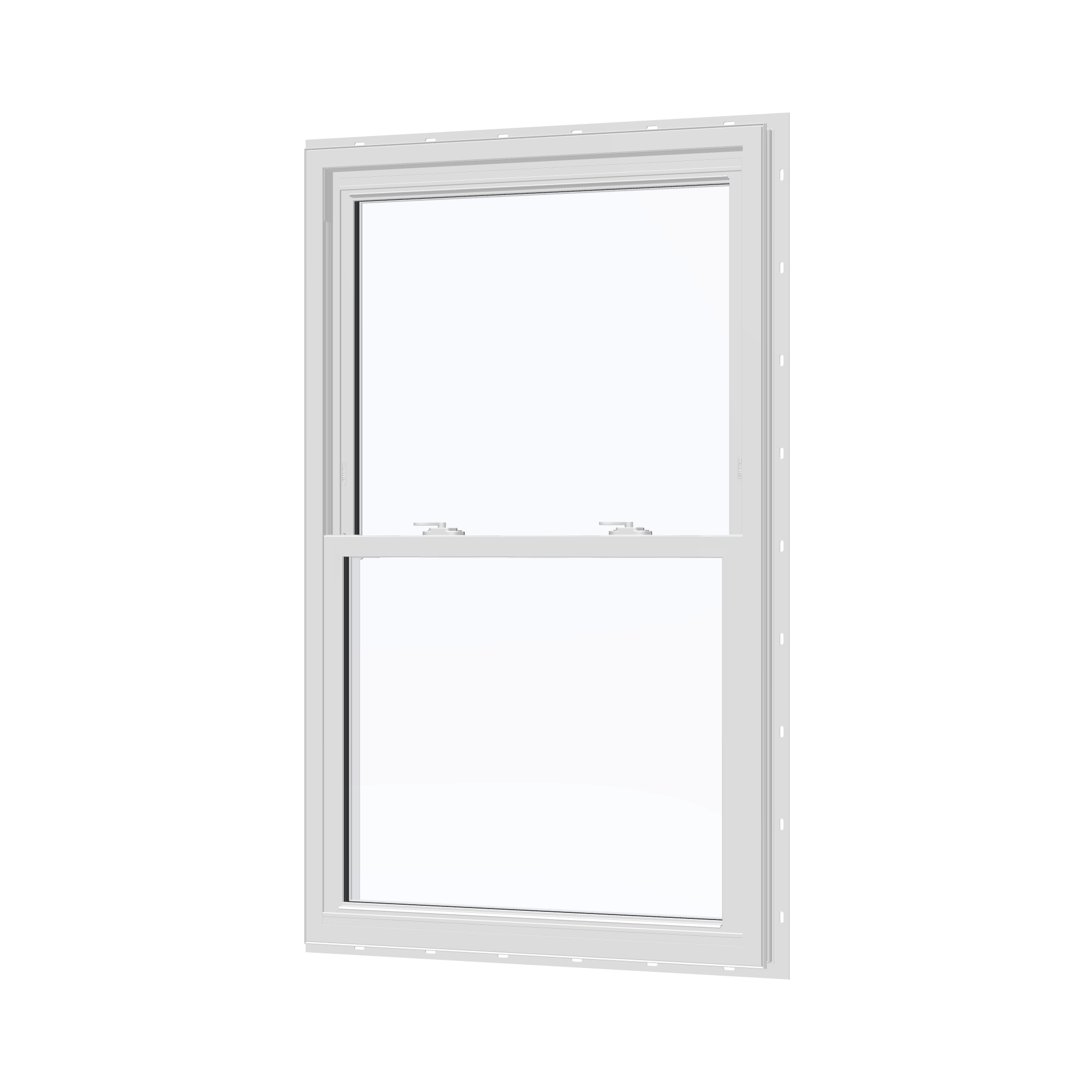 Angled interior view of the 32 × 54 inch double hung, white exterior / white interior, with nailing flange