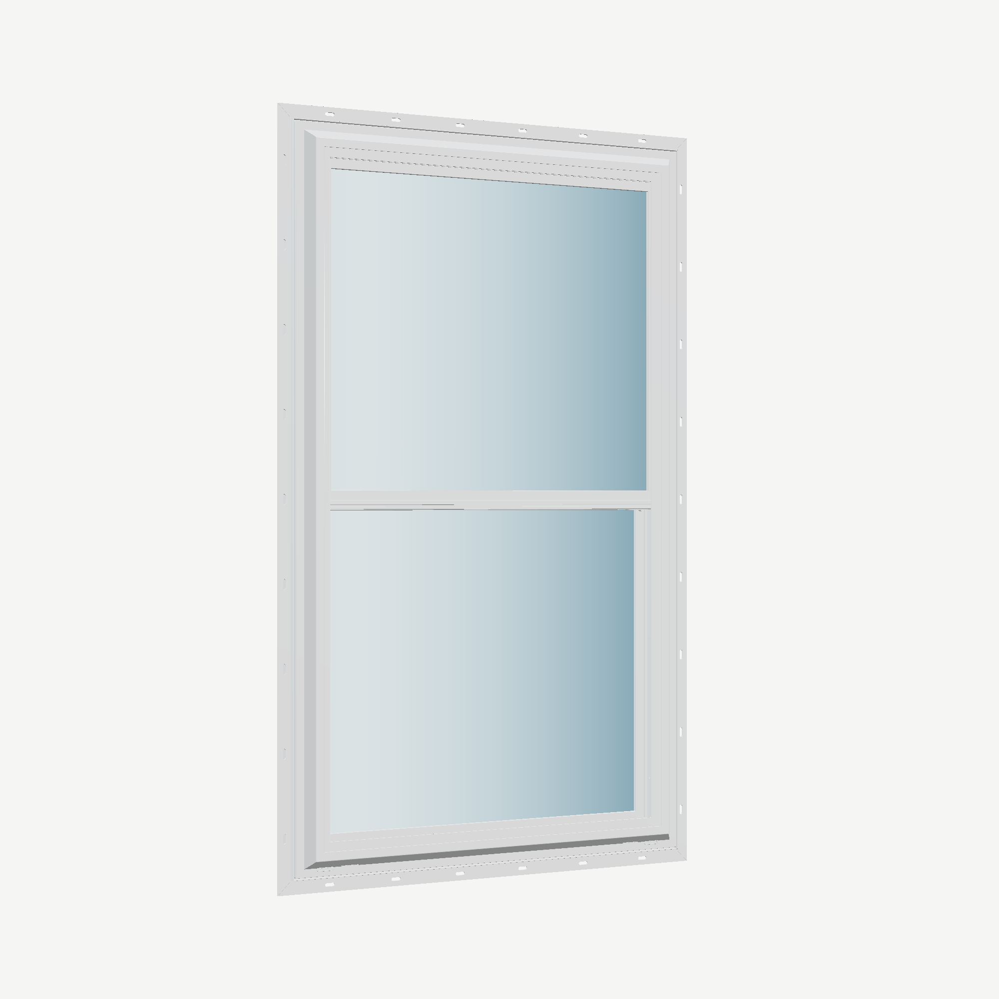 Opposite exterior angle of the 32 × 54 inch double hung, white exterior / white interior, with nailing flange