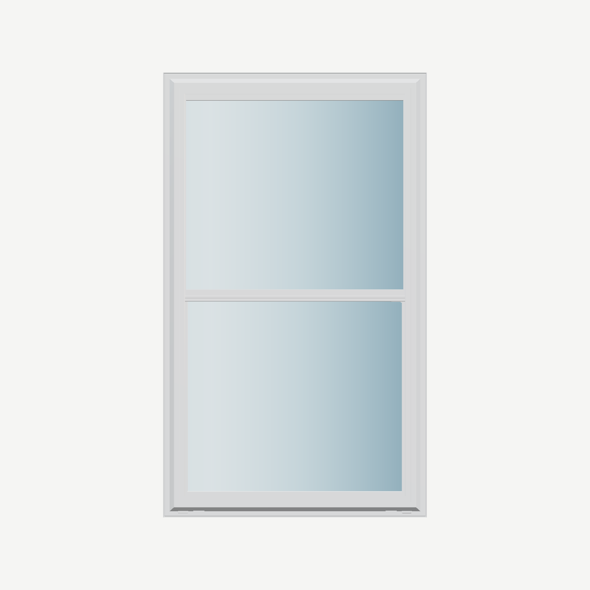 Straight exterior view of the 32 × 54 inch double hung, white exterior / white interior, without nailing flange