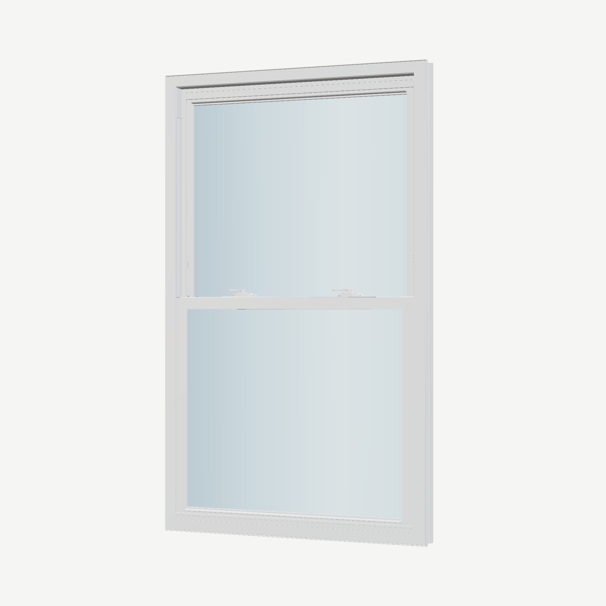 Angled interior view of the 32 × 54 inch double hung, white exterior / white interior, without nailing flange