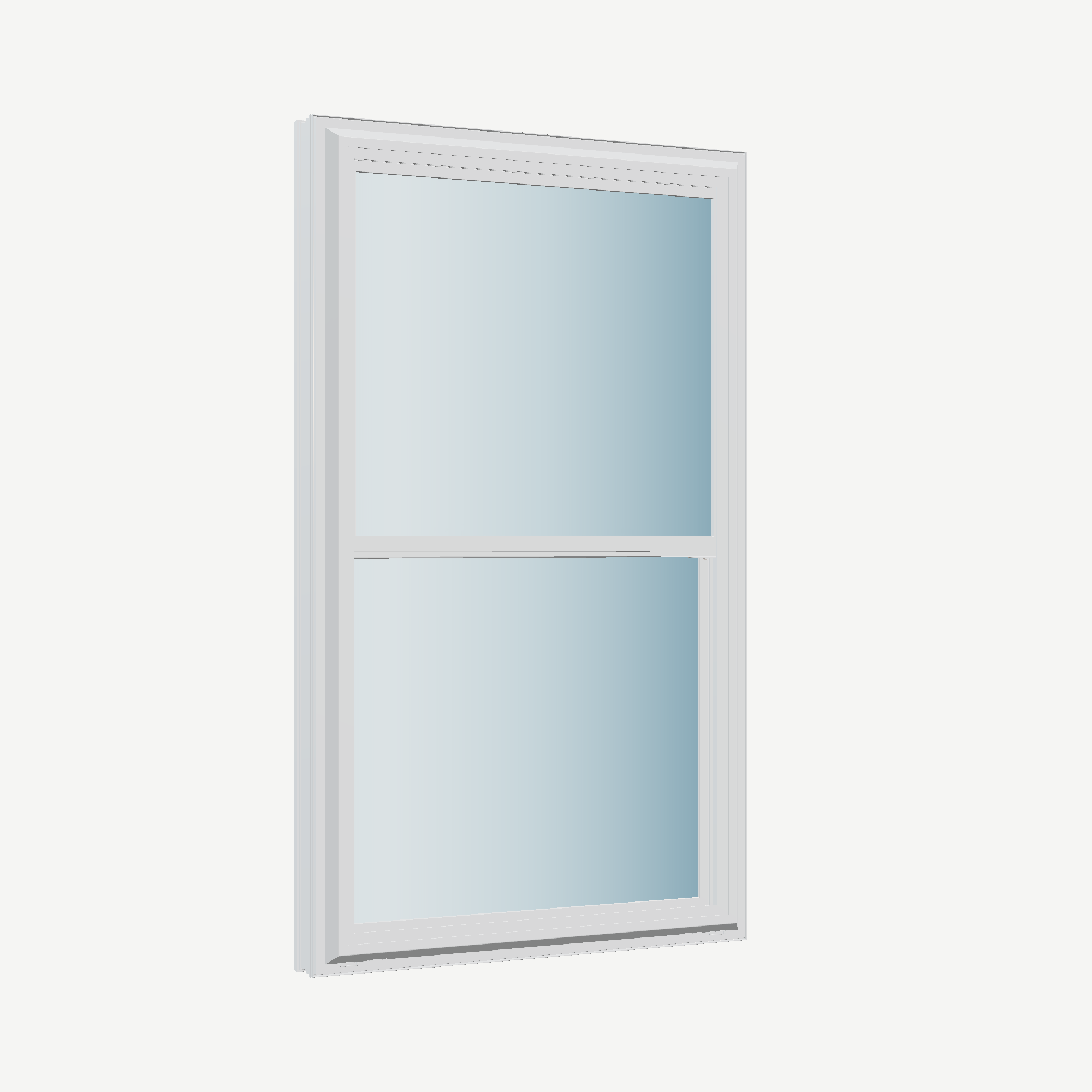 Opposite exterior angle of the 32 × 54 inch double hung, white exterior / white interior, without nailing flange