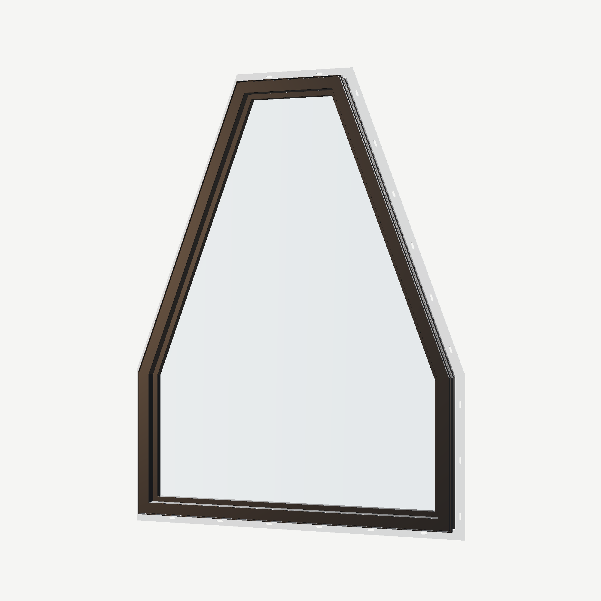 Angled interior view of the 36 × 48 inch double polygon, black exterior / black interior, with nailing flange