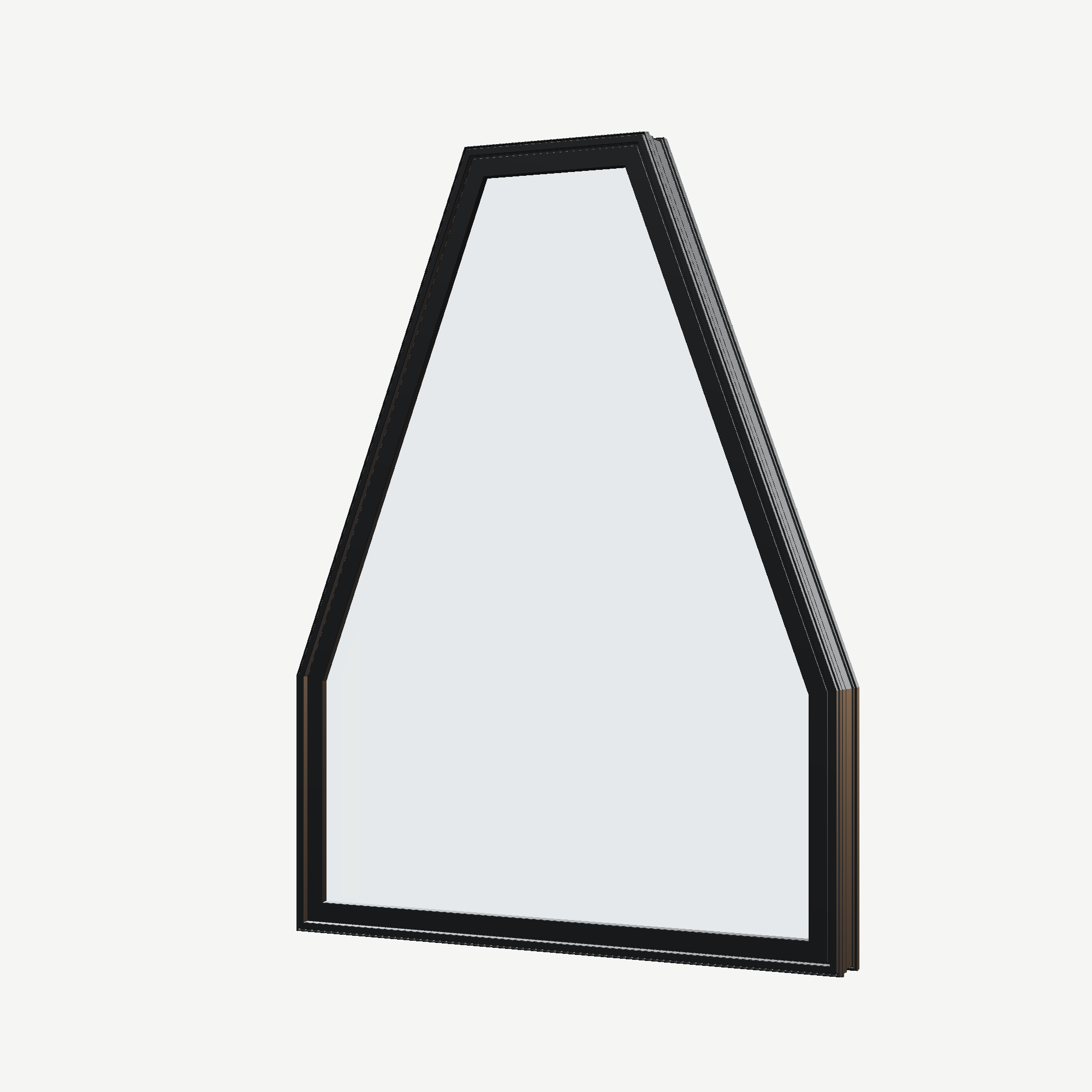 Angled exterior view of the 36 × 48 inch double polygon, black exterior / black interior, without nailing flange