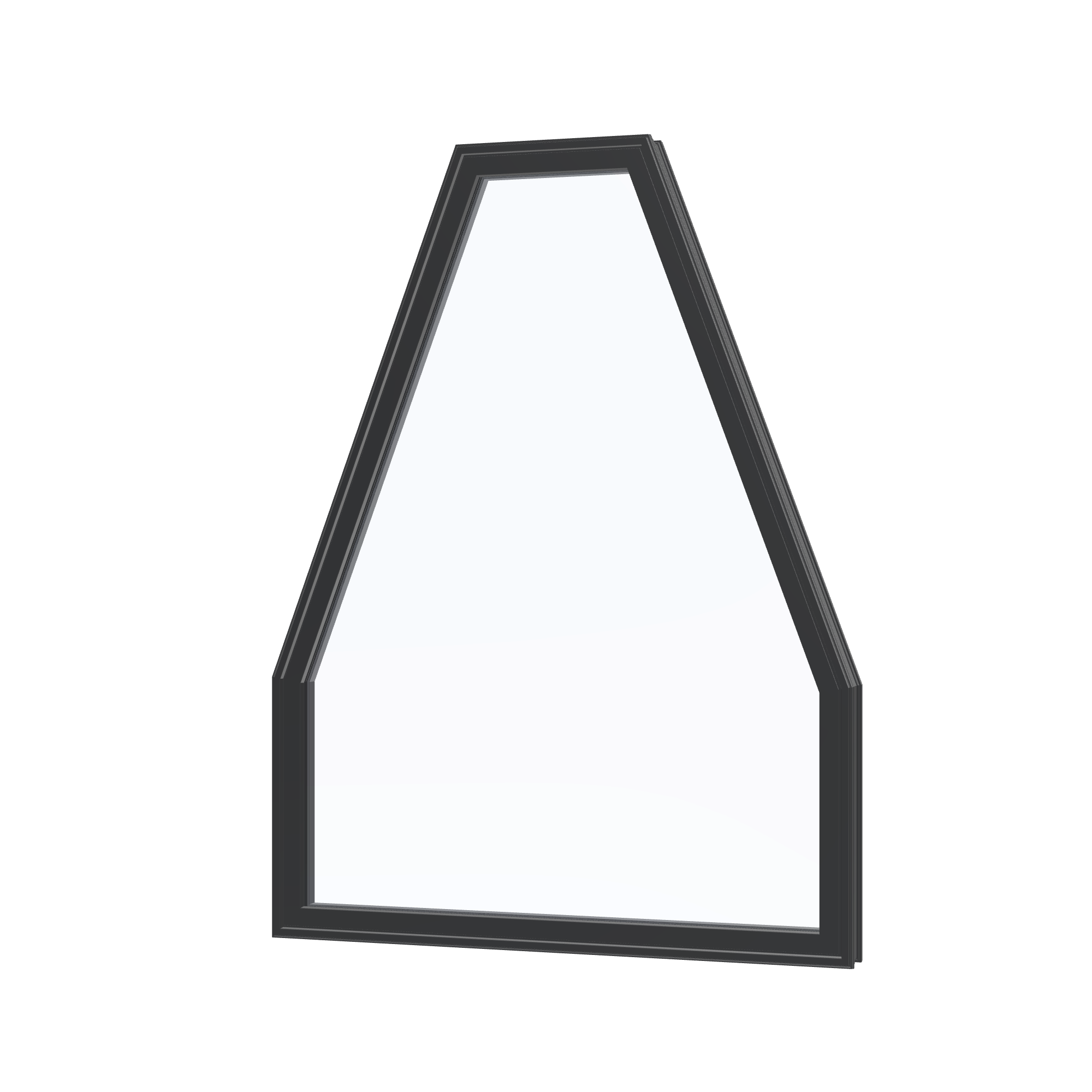 Angled exterior view of the 36 × 48 inch double polygon, black exterior / black interior, without nailing flange