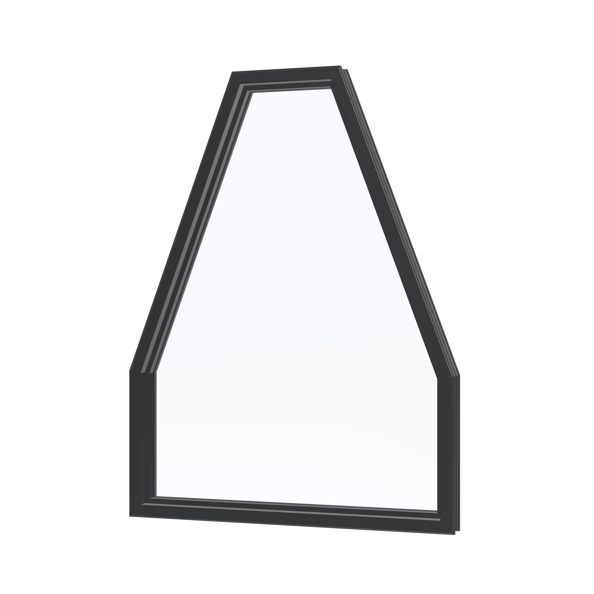 Angled interior view of the 36 × 48 inch double polygon, black exterior / black interior, without nailing flange