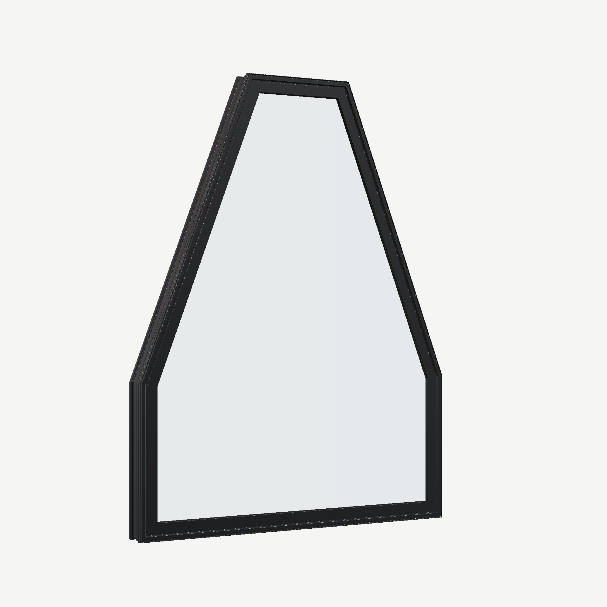 Opposite exterior angle of the 36 × 48 inch double polygon, black exterior / black interior, without nailing flange