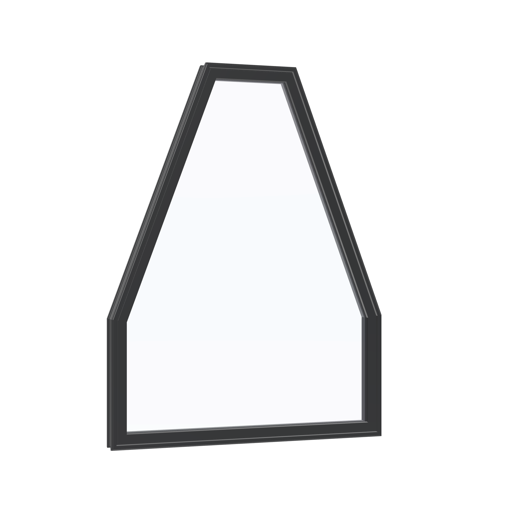 Opposite exterior angle of the 36 × 48 inch double polygon, black exterior / black interior, without nailing flange