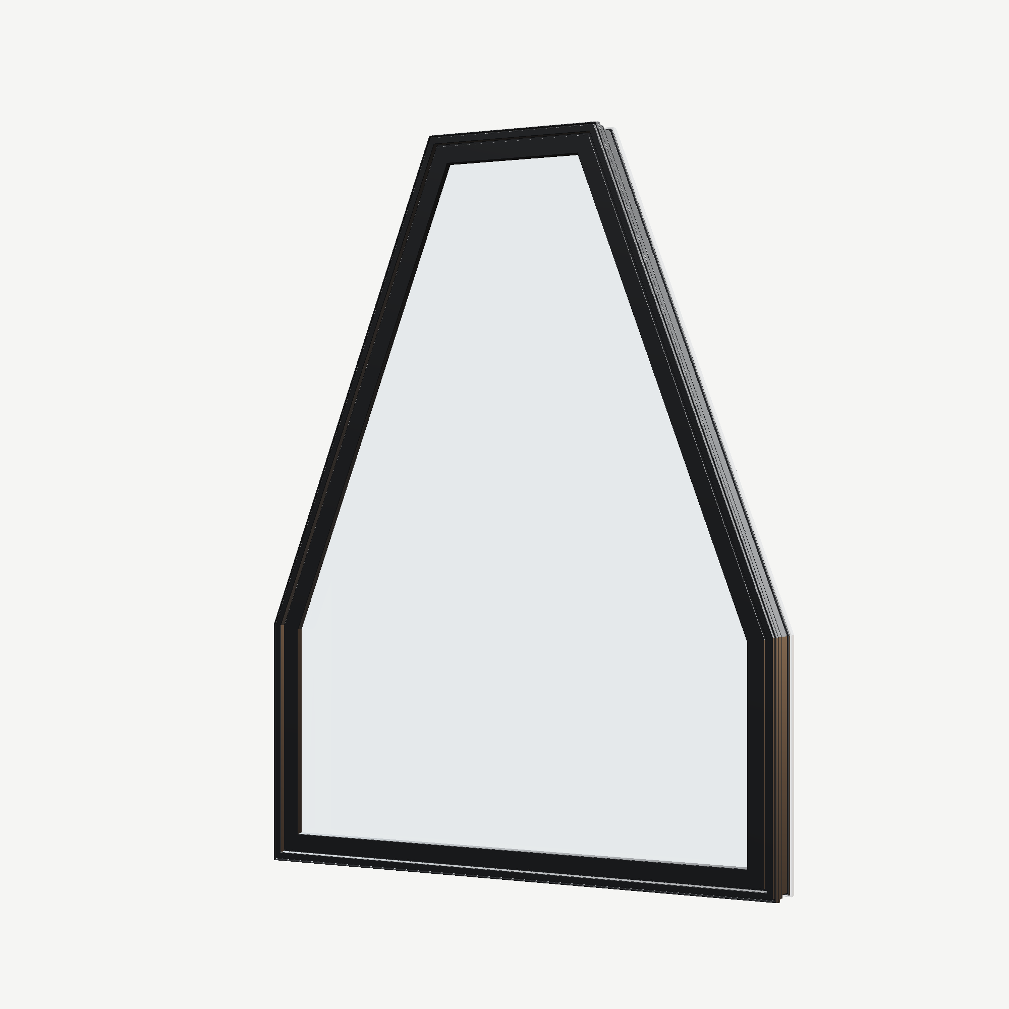 Angled exterior view of the 36 × 48 inch double polygon, black exterior / white interior, without nailing flange