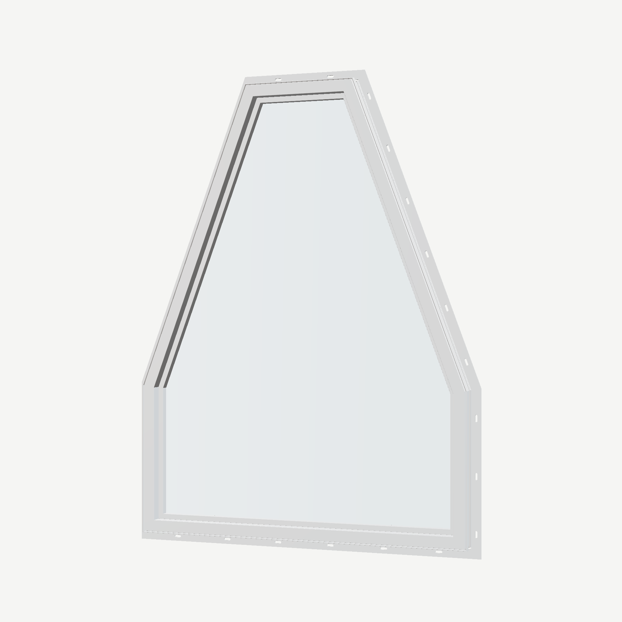 Angled interior view of the 36 × 48 inch double polygon, white exterior / white interior, with nailing flange