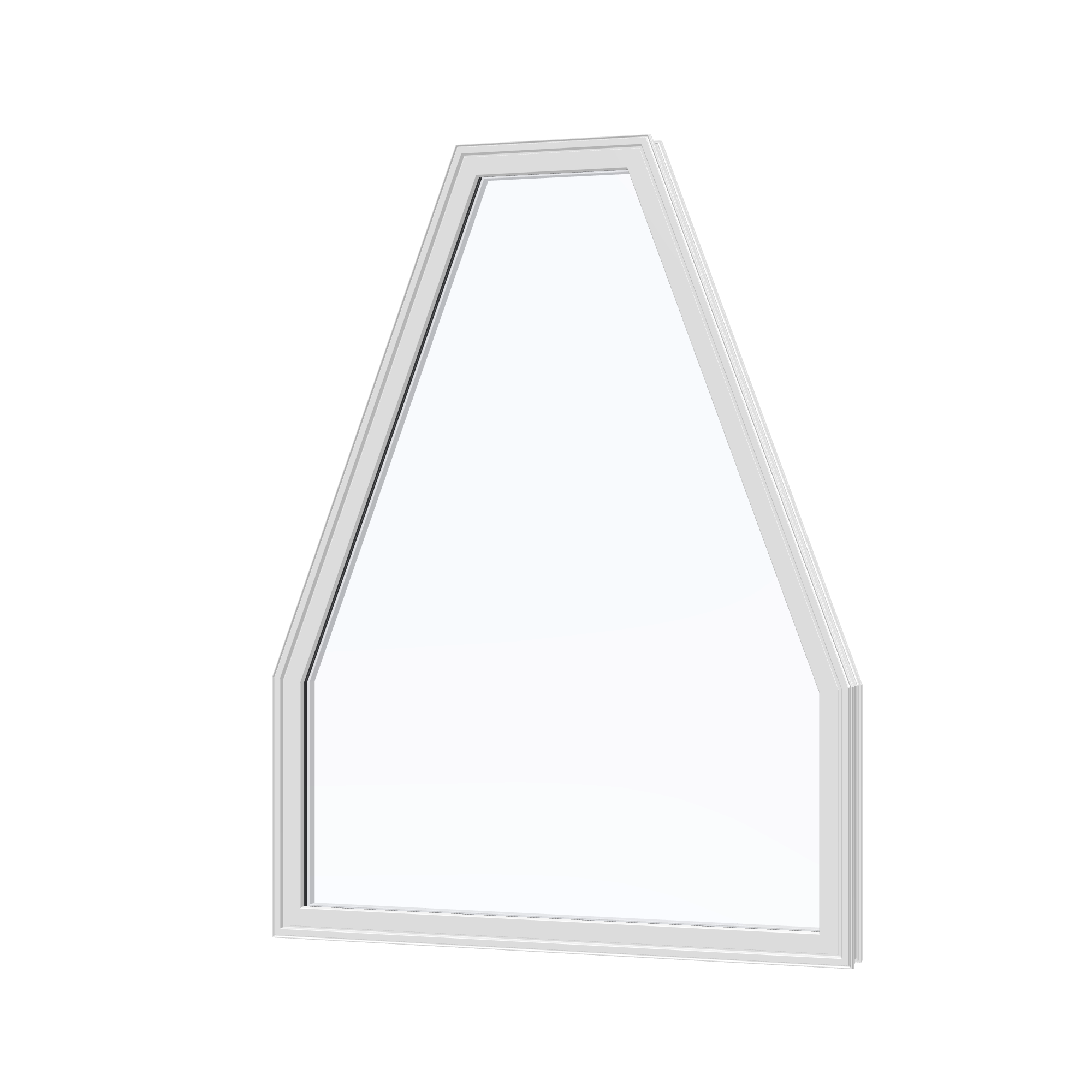 Angled exterior view of the 36 × 48 inch double polygon, white exterior / white interior, without nailing flange