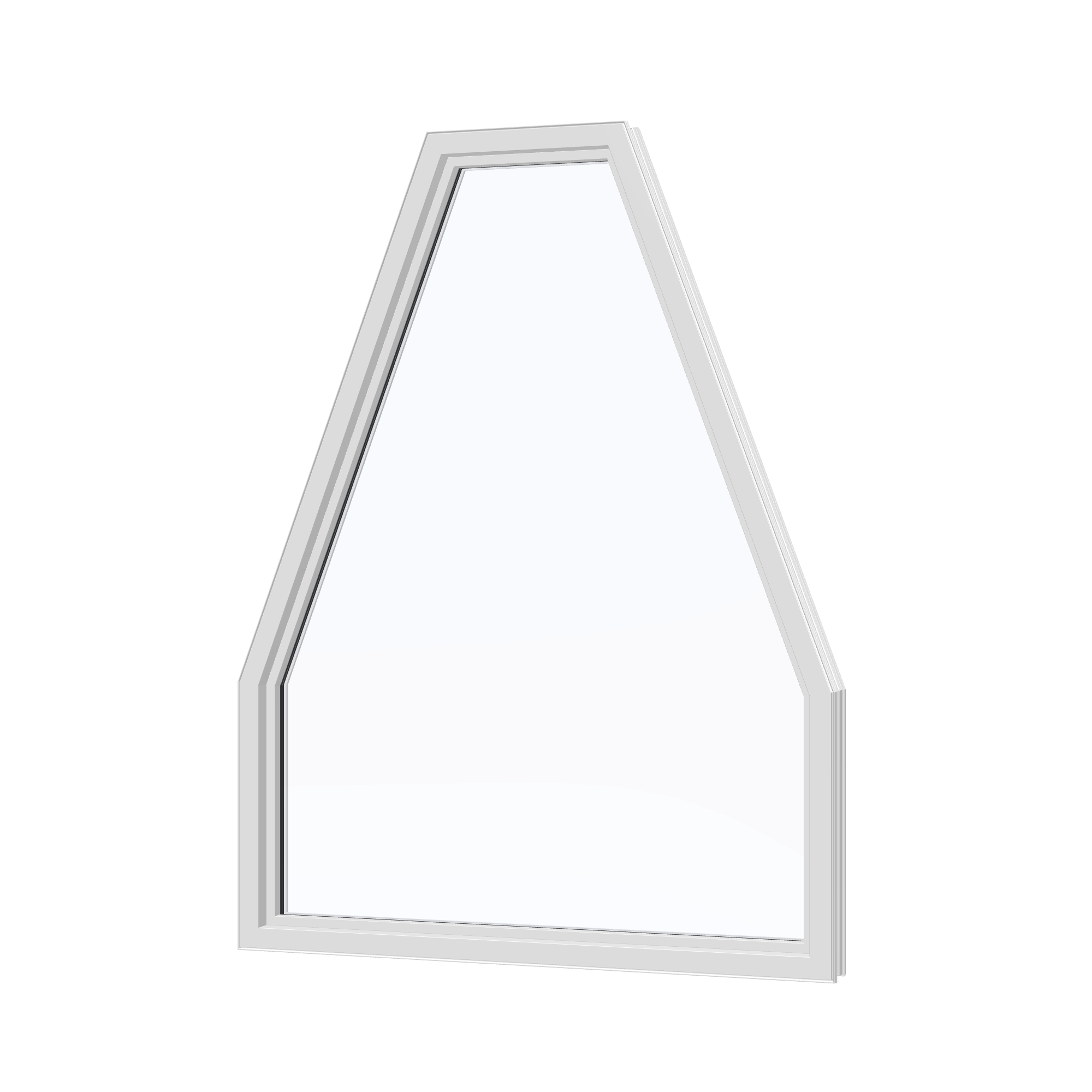 Angled interior view of the 36 × 48 inch double polygon, white exterior / white interior, without nailing flange