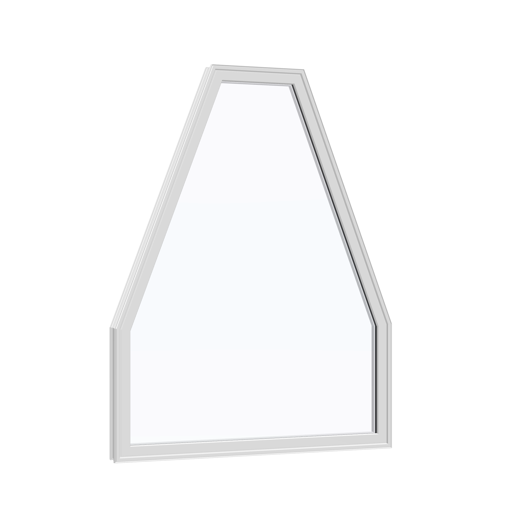 Opposite exterior angle of the 36 × 48 inch double polygon, white exterior / white interior, without nailing flange