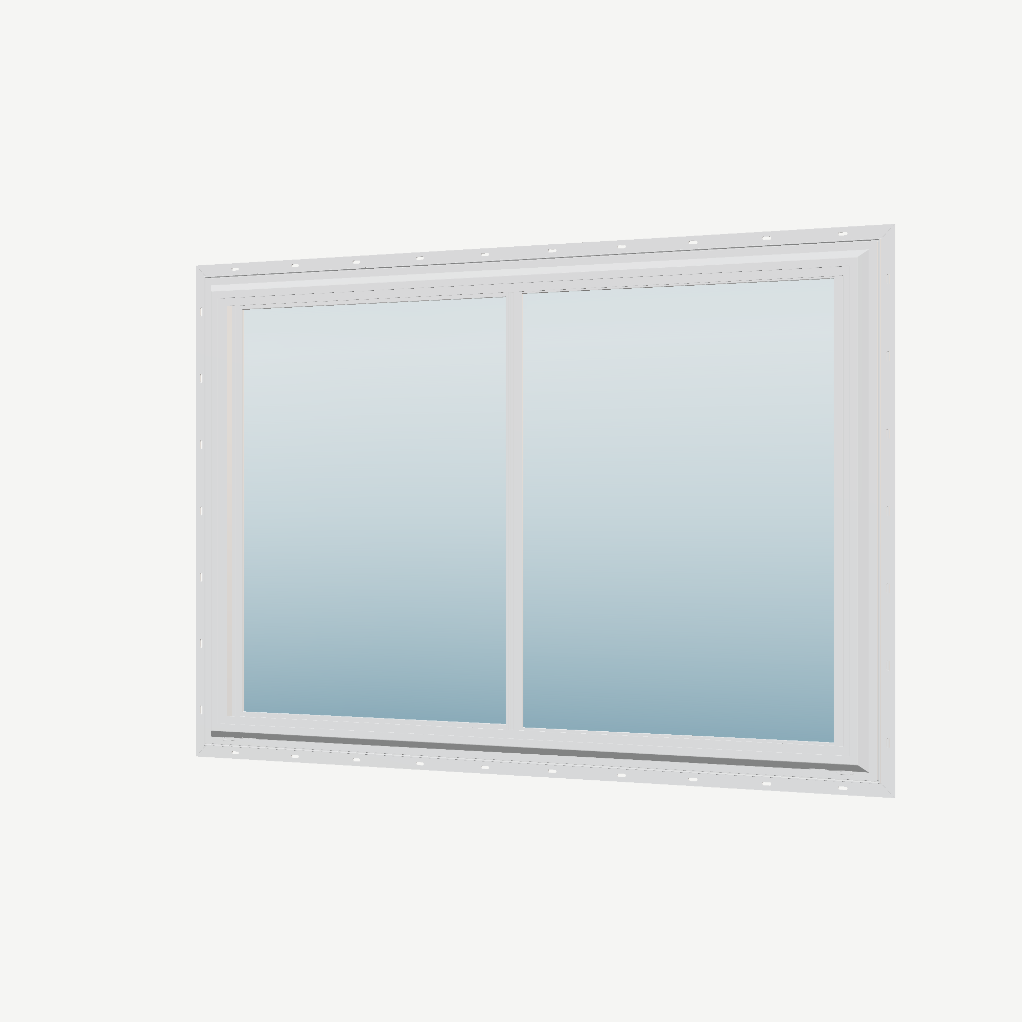 Angled exterior view of the 60 × 40 inch double slider, white exterior / white interior, with nailing flange