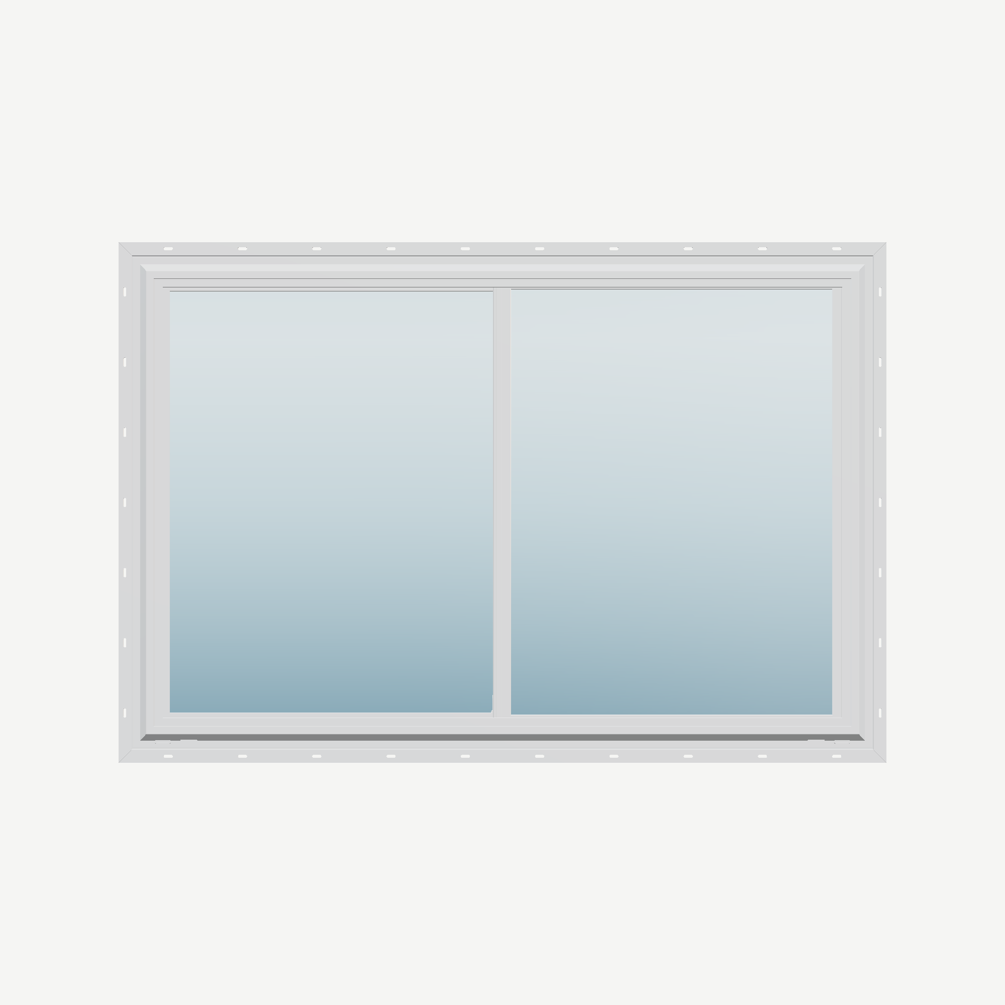 Straight exterior view of the 60 × 40 inch double slider, white exterior / white interior, with nailing flange
