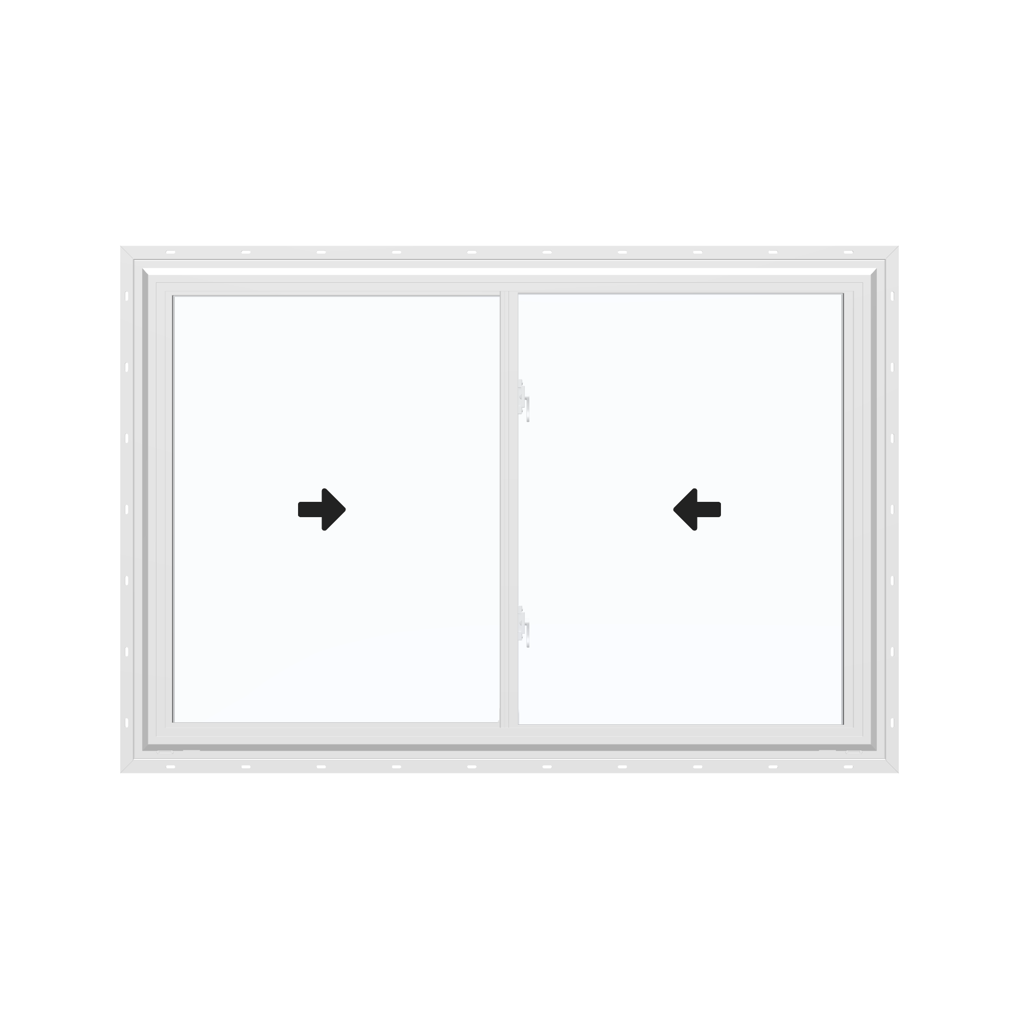 Straight exterior view of the 60 × 40 inch double slider, white exterior / white interior, with nailing flange