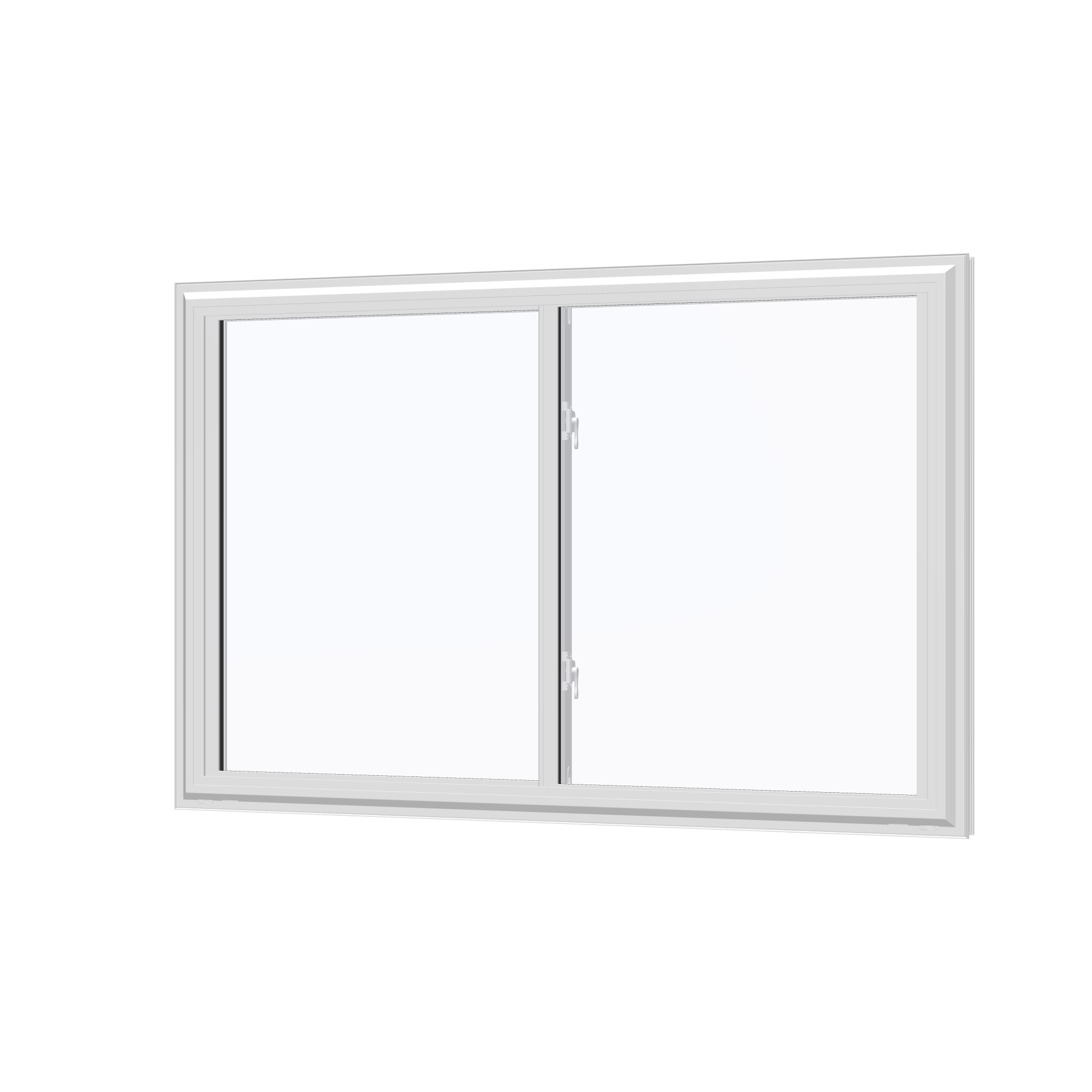 Angled exterior view of the 60 × 40 inch double slider, white exterior / white interior, without nailing flange
