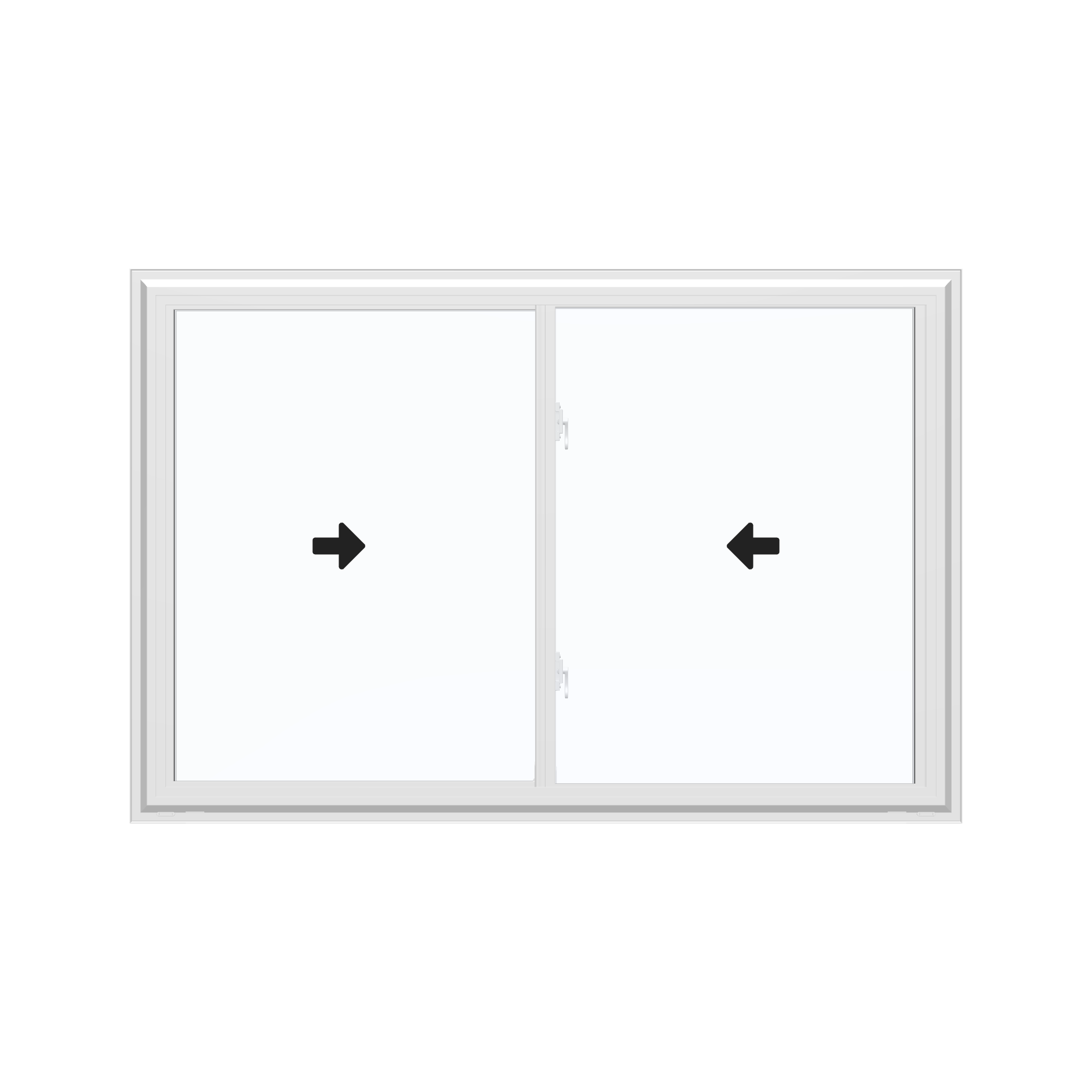 Straight exterior view of the 60 × 40 inch double slider, white exterior / white interior, without nailing flange