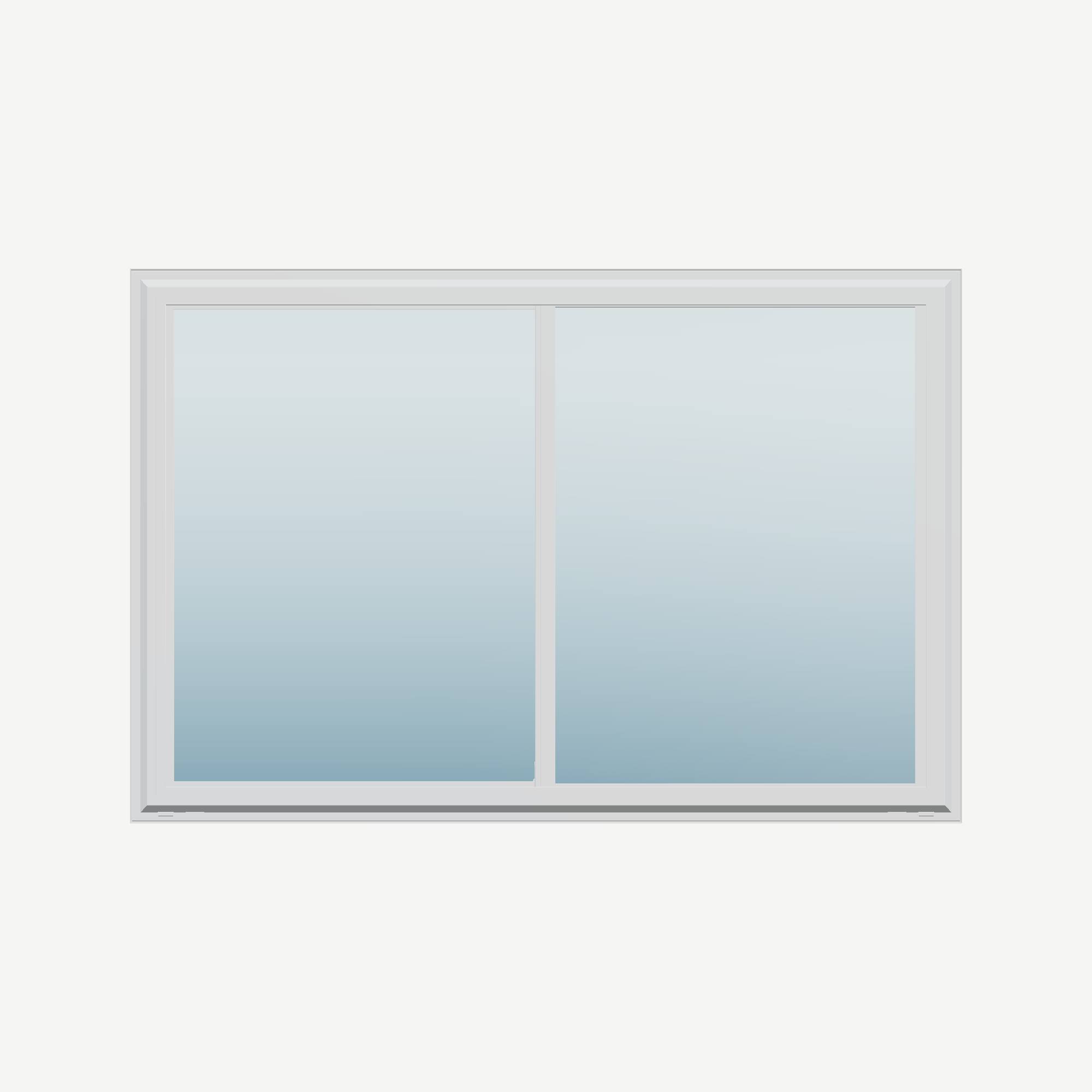 Straight exterior view of the 60 × 40 inch double slider, white exterior / white interior, without nailing flange